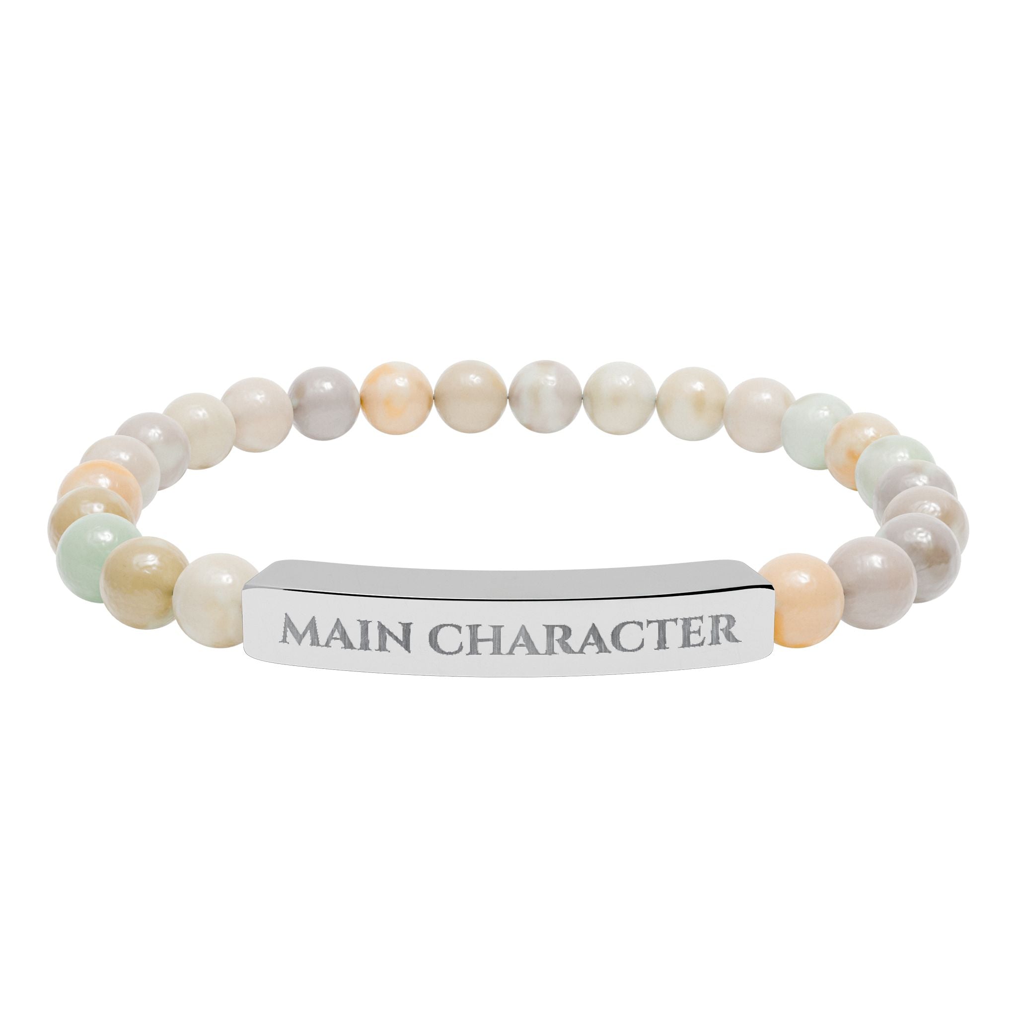 Main Character Natural Stone Engraved Bar Bracelet