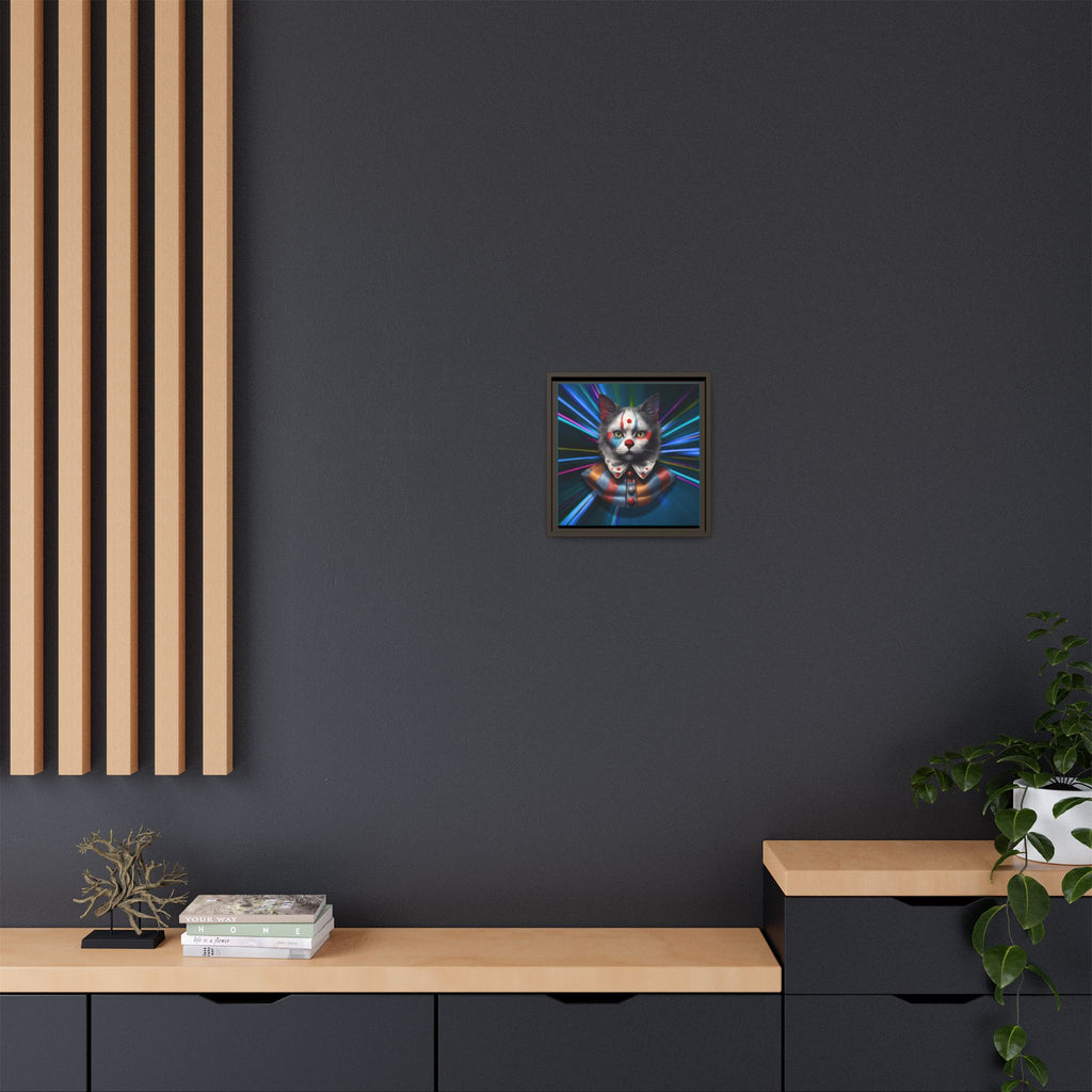 Colorful Cat Clown Framed Canvas Art – Quirky Home Decor for Pet Lovers