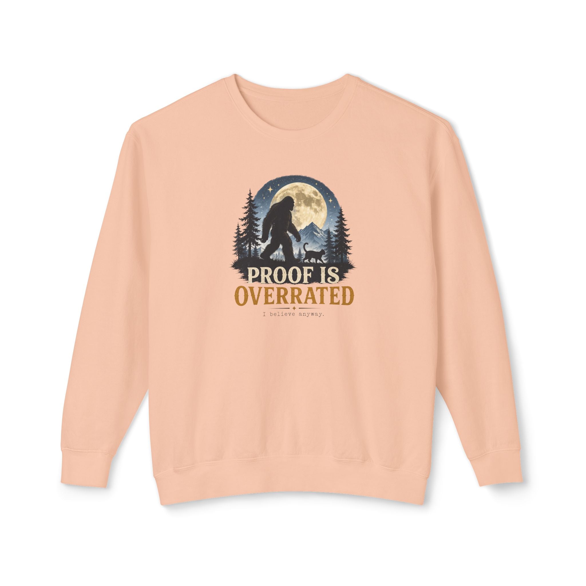 Proof Is Overrated Sasquatch & Cat Crewneck Sweatshirt