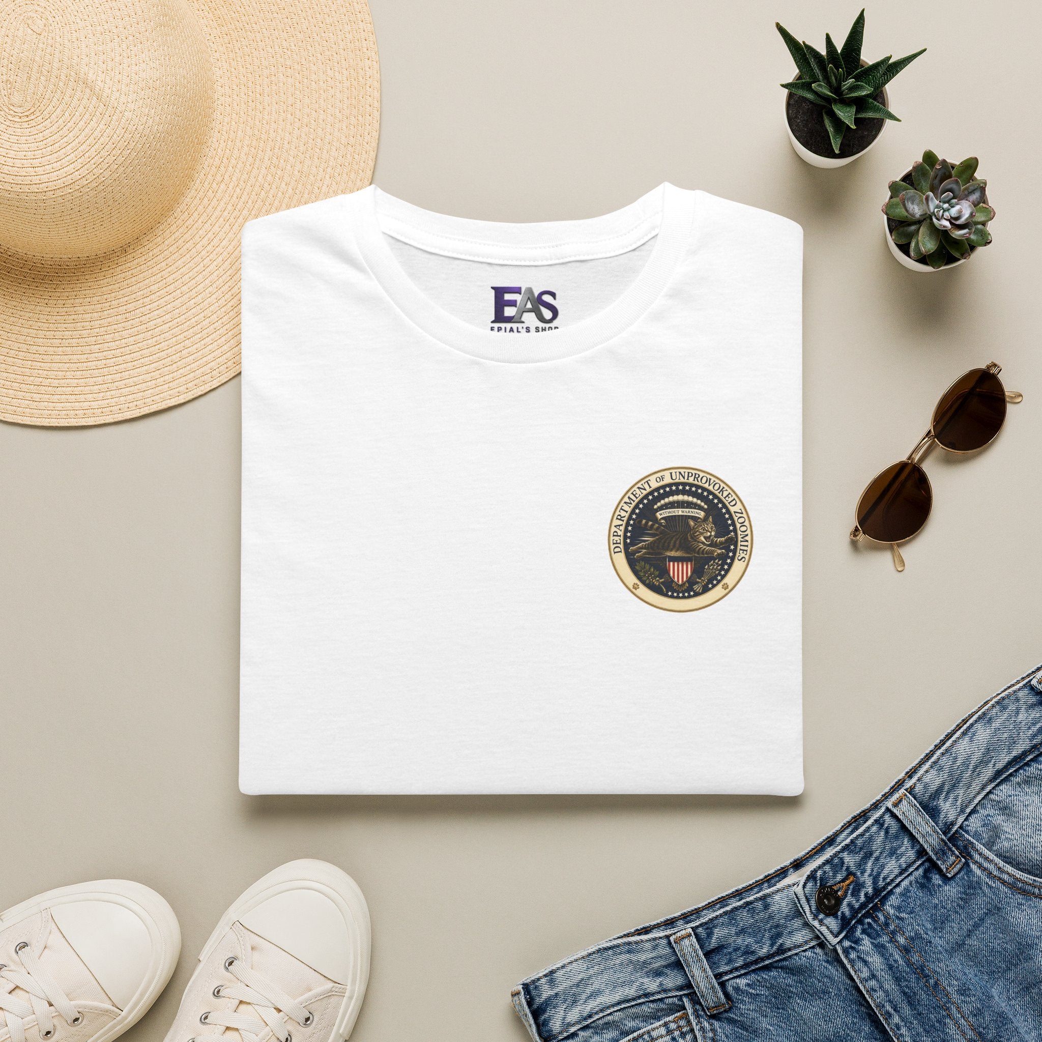 Department of Unprovoked Zoomies Cat T-Shirt | Faux Government Seal Tee