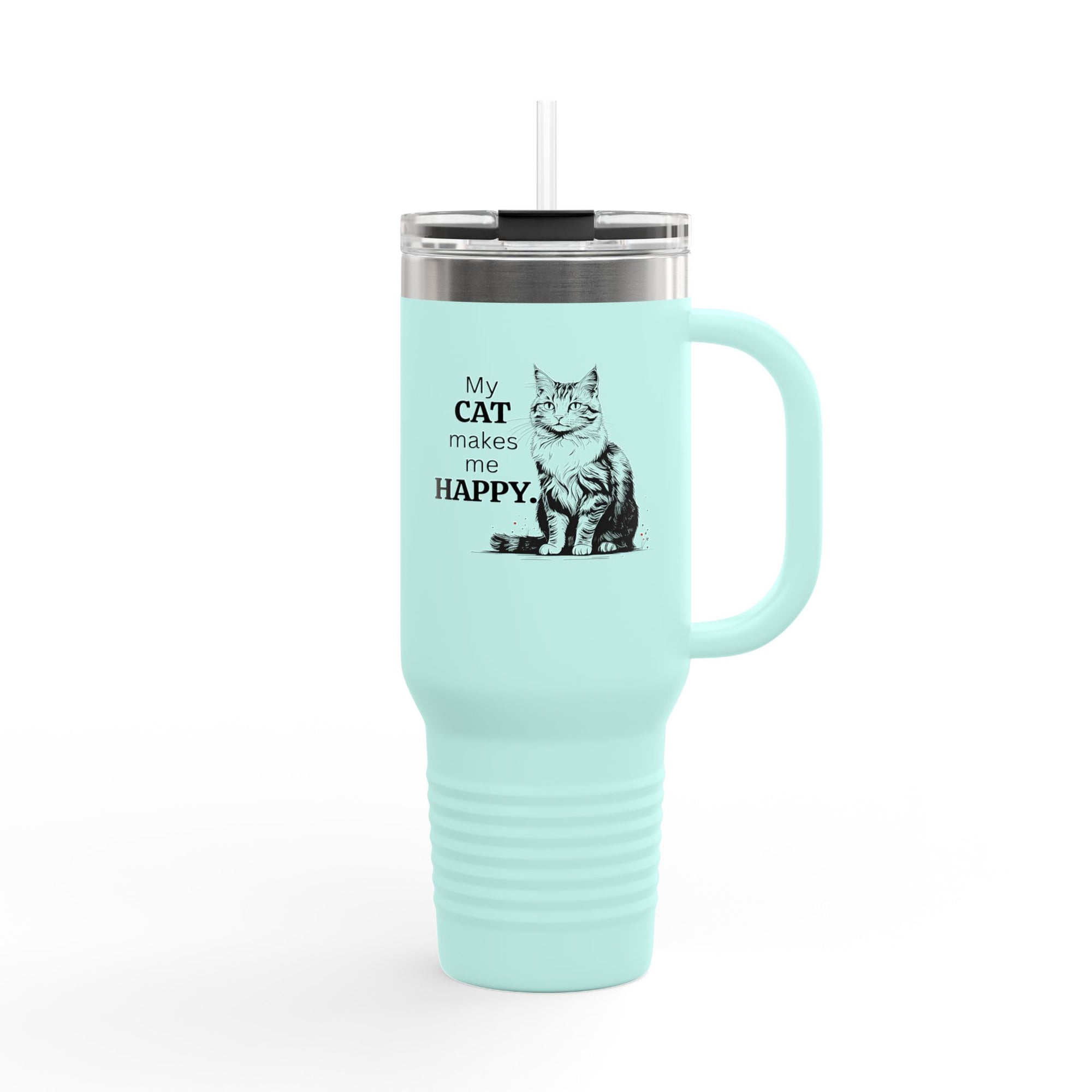 My Cat Makes Me Happy Insulated Travel Mug, 40oz