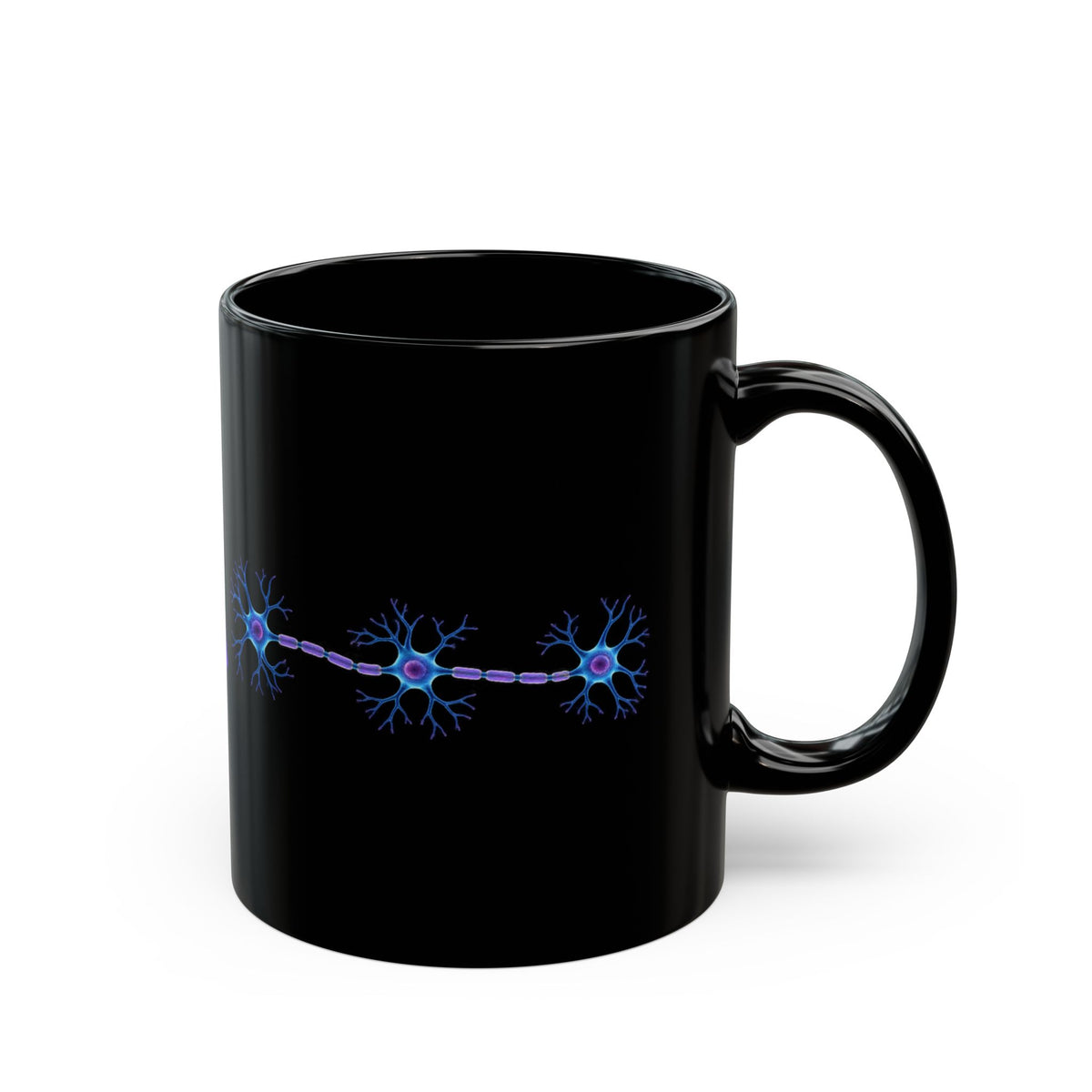 Epilepsy Awareness Neuron & Purple Ribbon Black Ceramic Mug | 11 oz & 15 oz