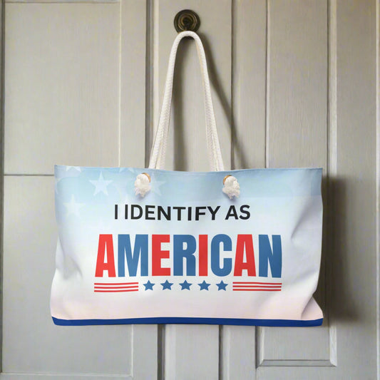 I Identify as American Weekender Bag Printify