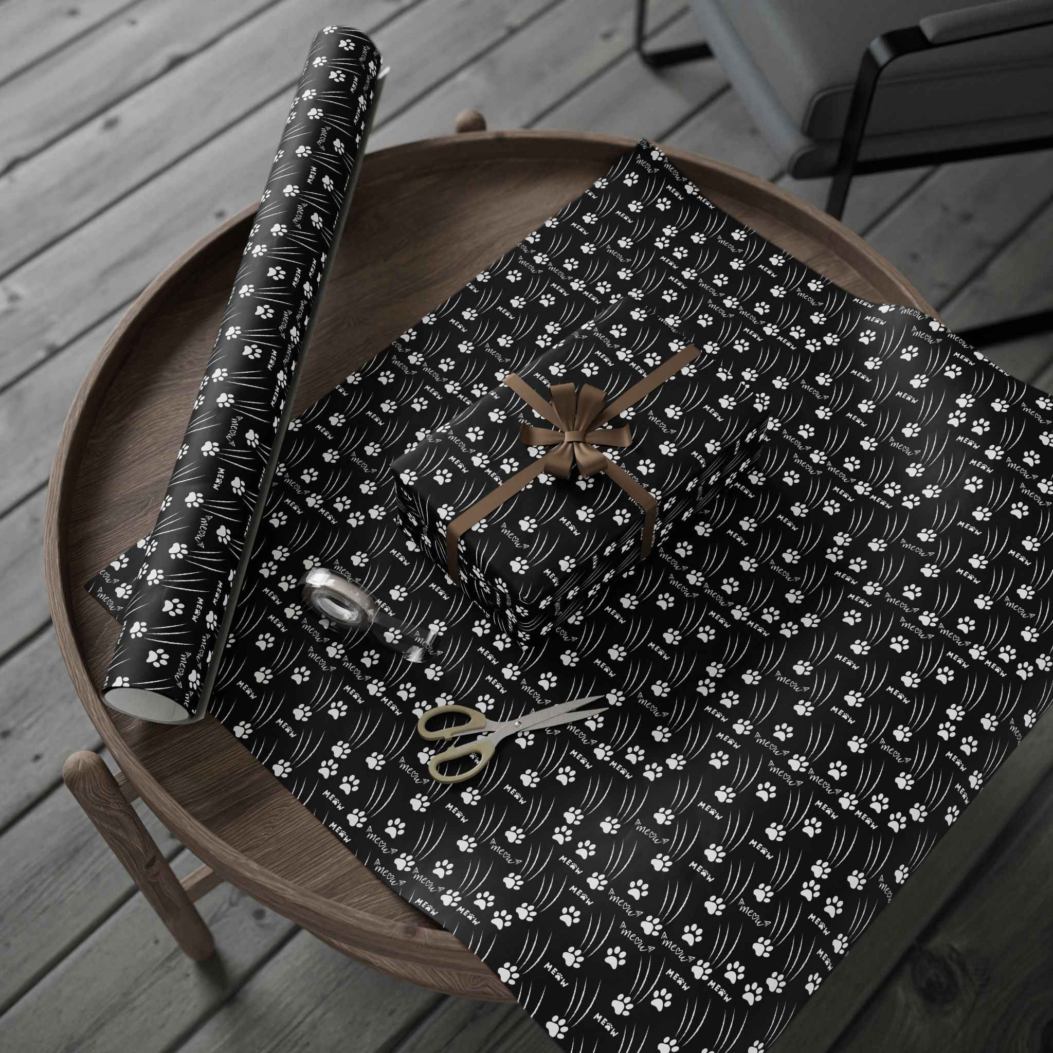 Cat Paw Scratch Gift Wrap – Black & White