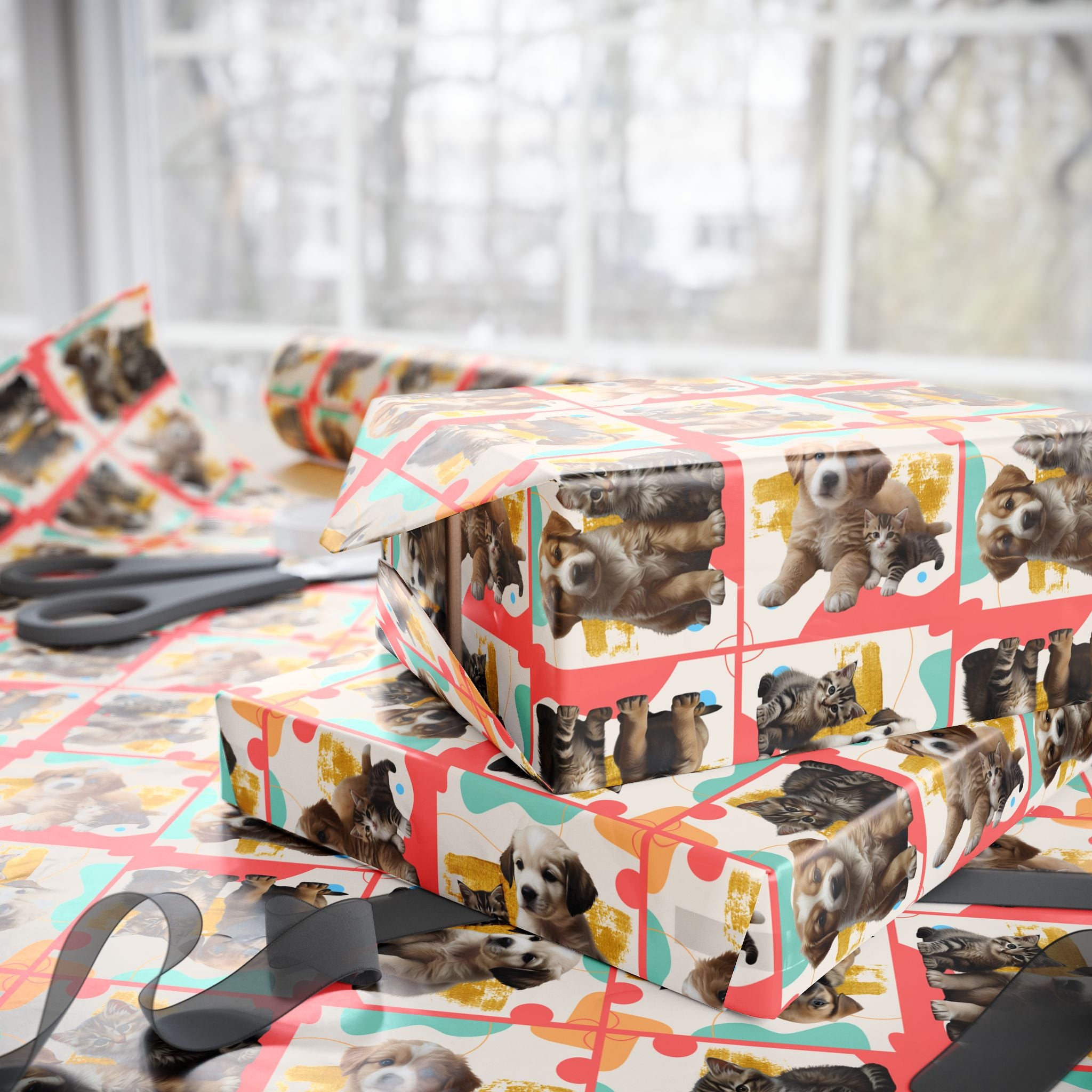 Colorful Puppy & Kitty Wrapping Papers