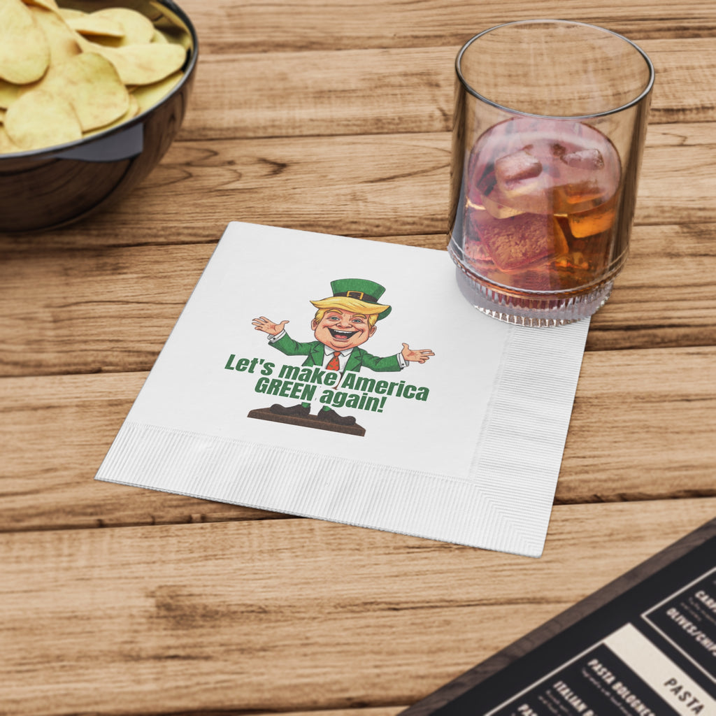 Parody St. Patrick's Day White Coined Napkins