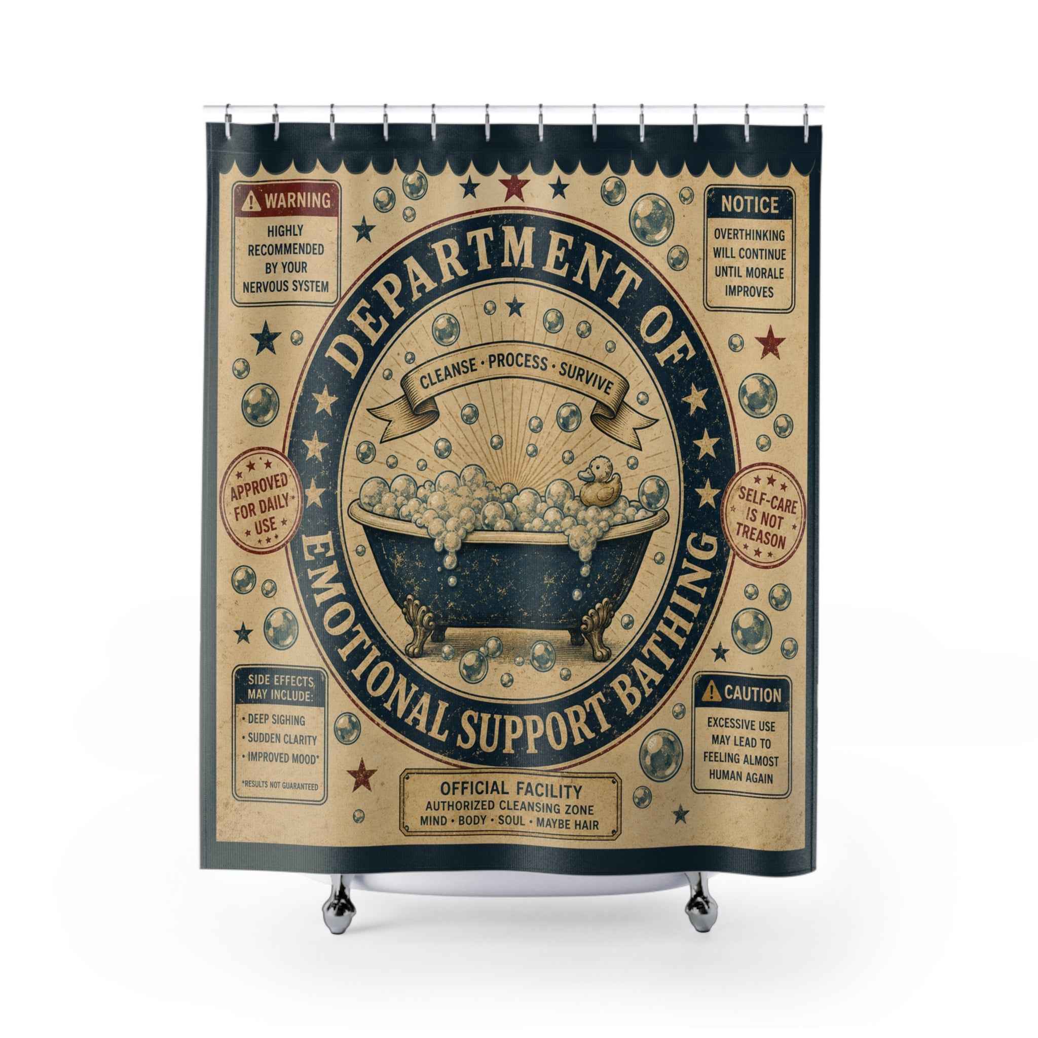 Department of Emotional Support Bathing Shower Curtain | Vintage Bathroom Decor