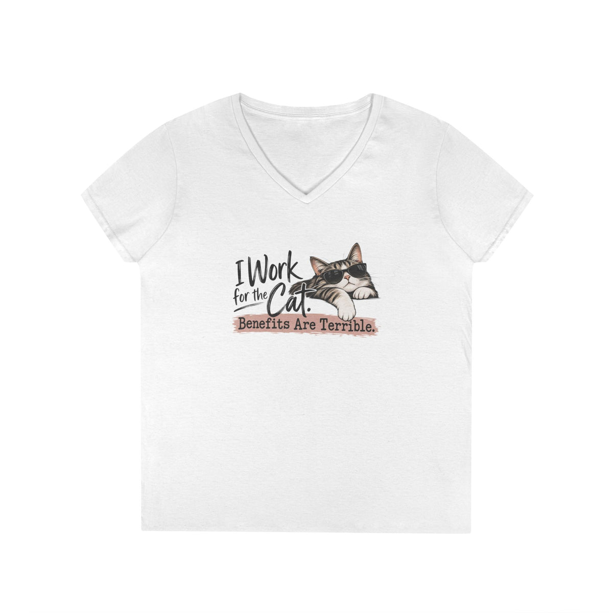 I Work for the Cat Women’s V-Neck T-Shirt | Funny Cat Lover Tee