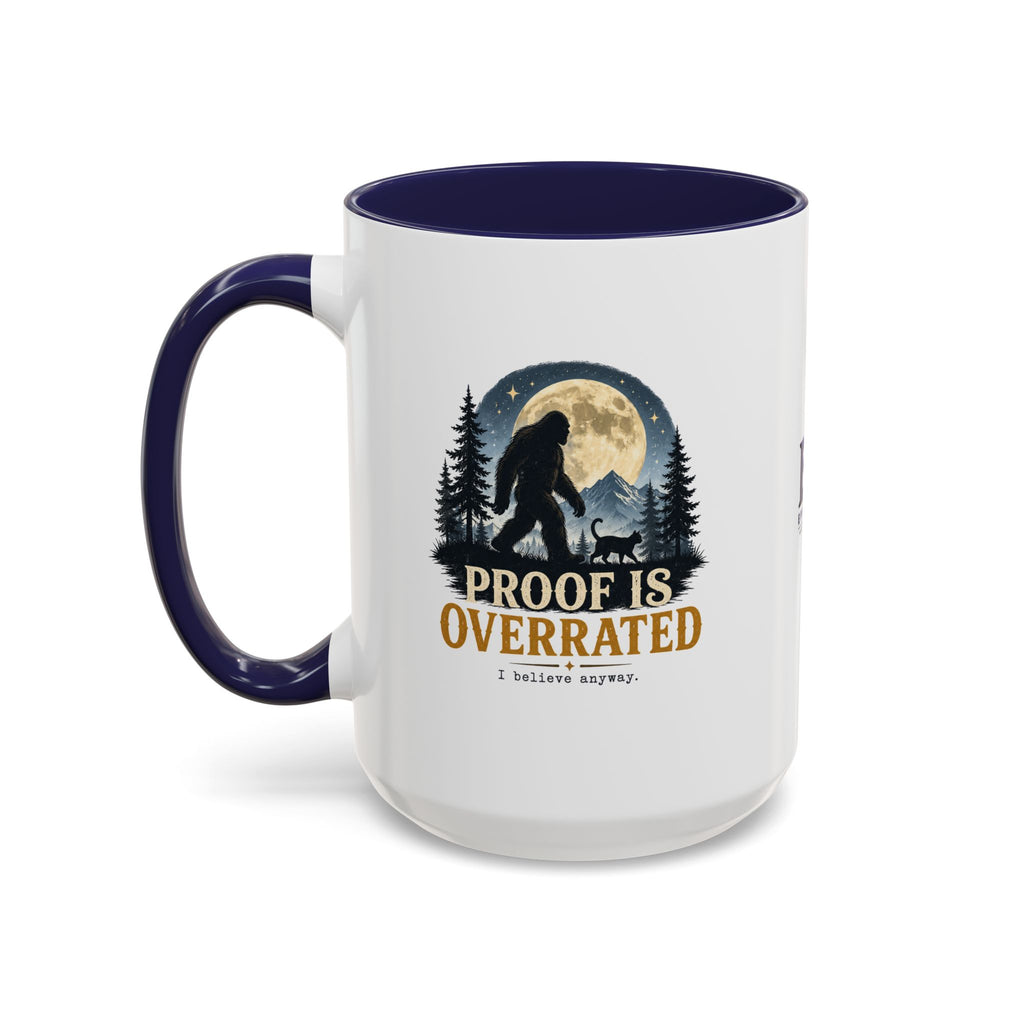 Proof Is Overrated Sasquatch & Black Cat Accent Mug