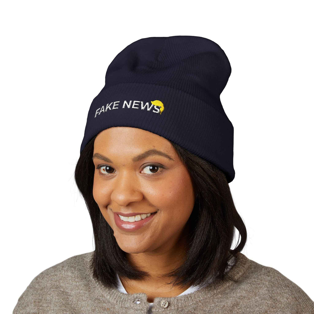 Fake News Embroidered Knit Beanie