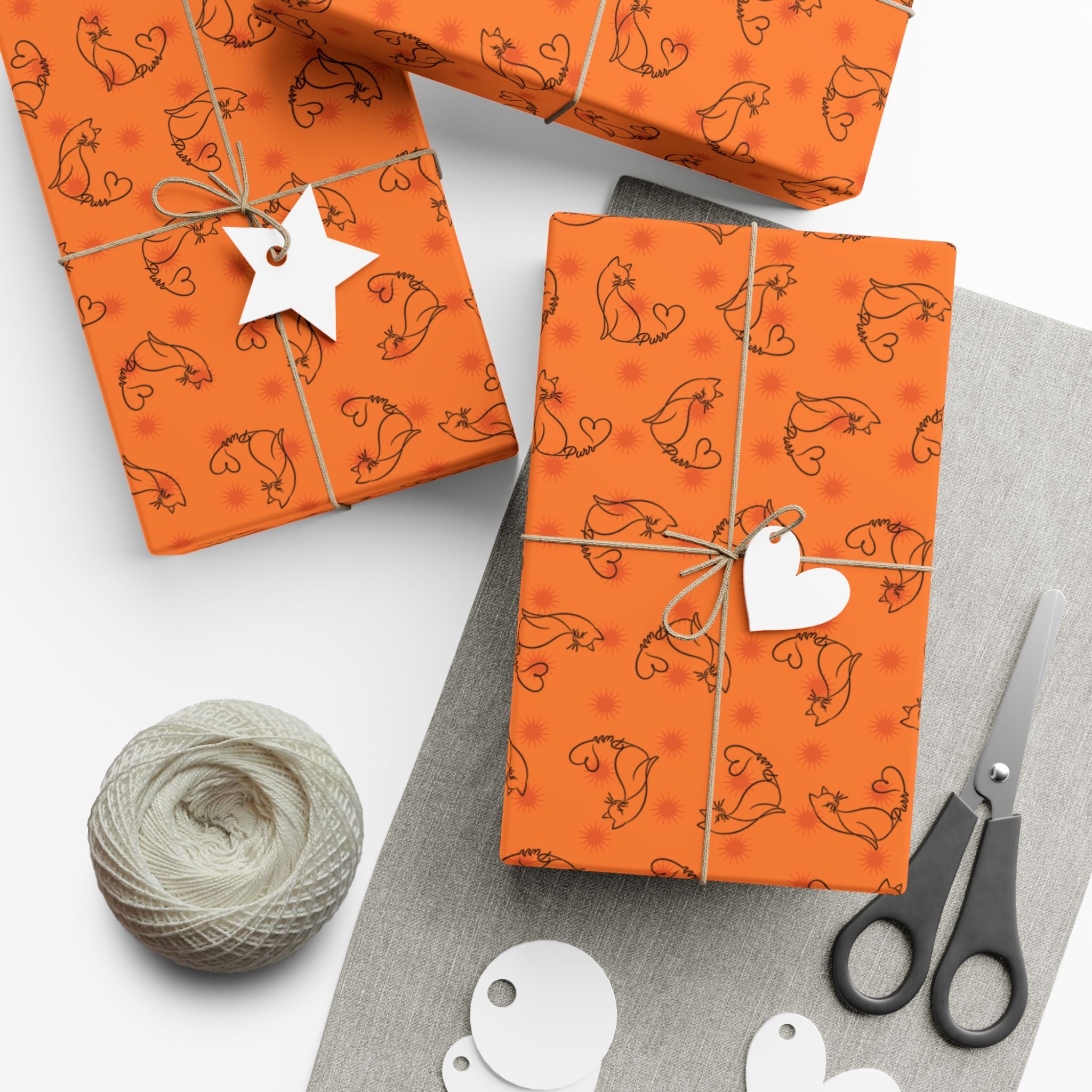 Purr Pattern All-Occasion Gift Wrap – Cat Line Art Wrapping Paper