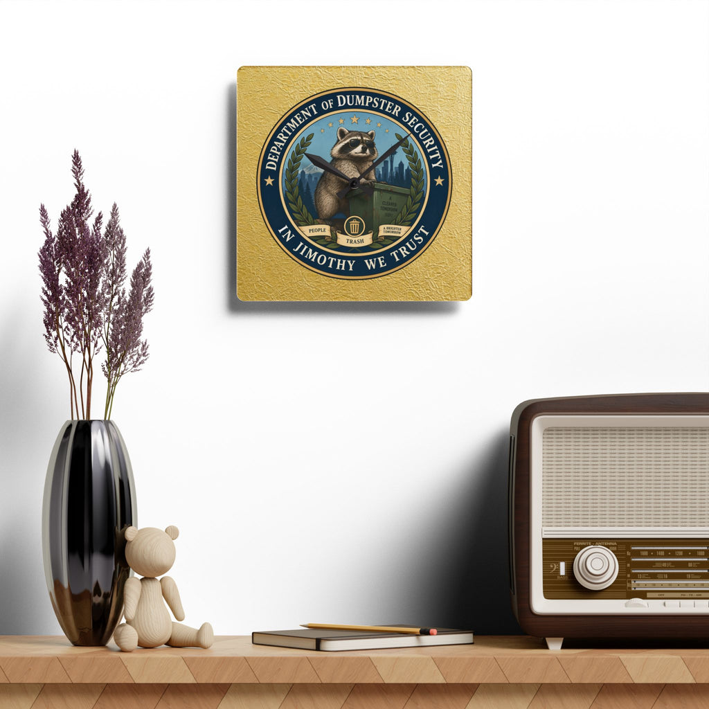 Department of Dumpster Security Jimothy Wall Clock | Raccoon Humor Decor