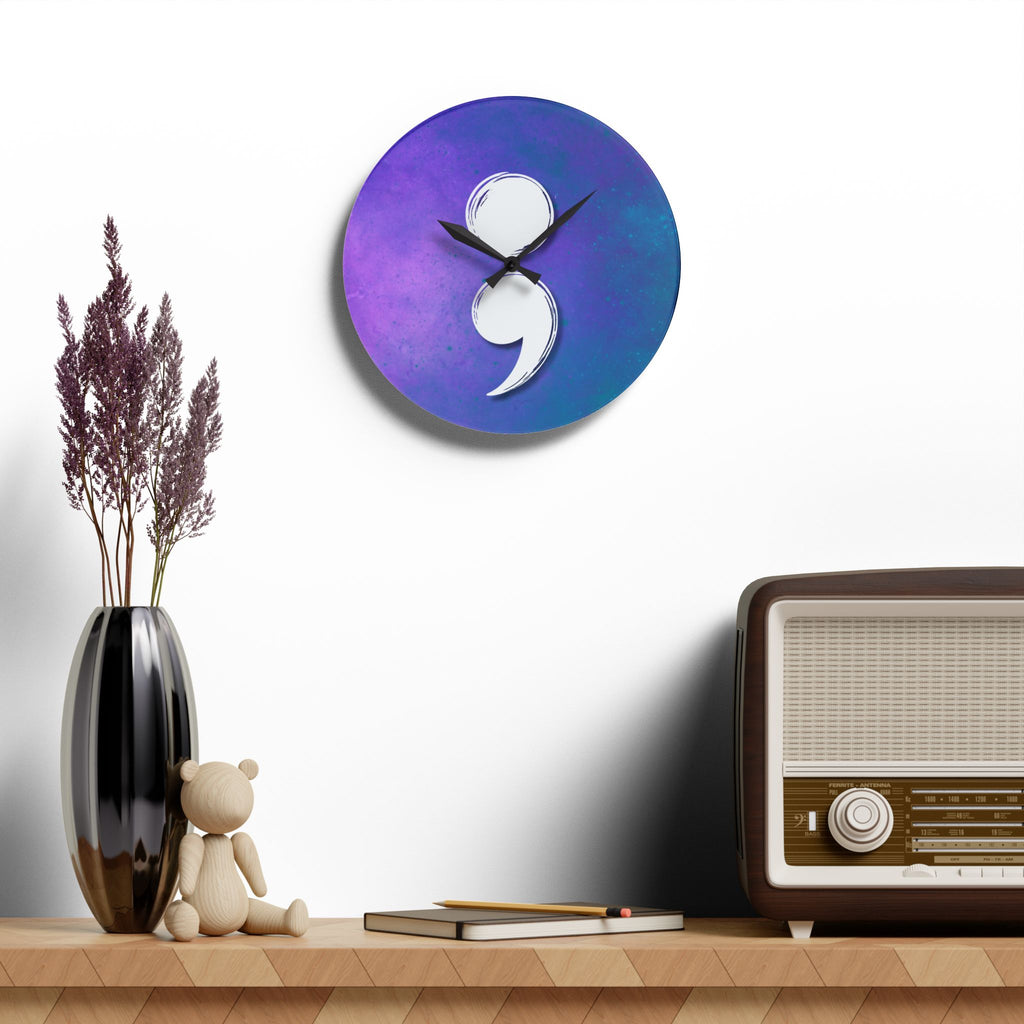 Semicolon Suicide Awareness Wall Clock | Resilience & Hope