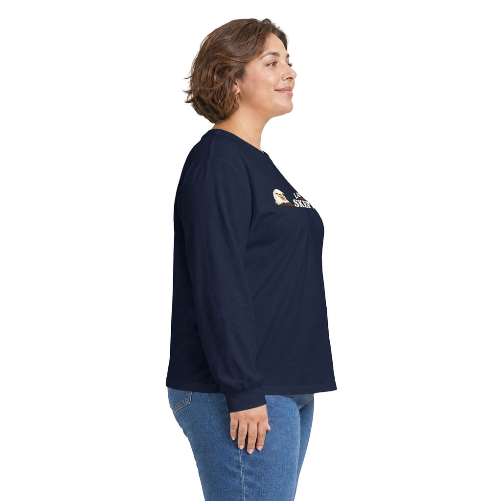 Land of the Skeptical Bald Eagle Long Sleeve T-Shirt | Patriotic Humor Tee