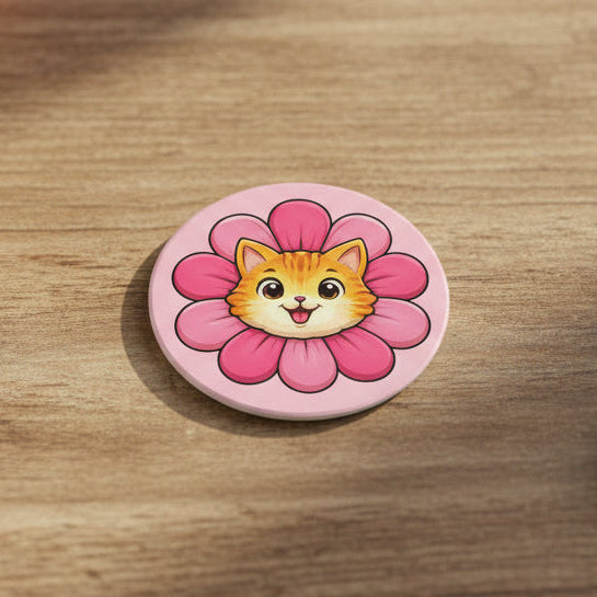 Blooming Cat Coaster – Tiny Burst of Joy