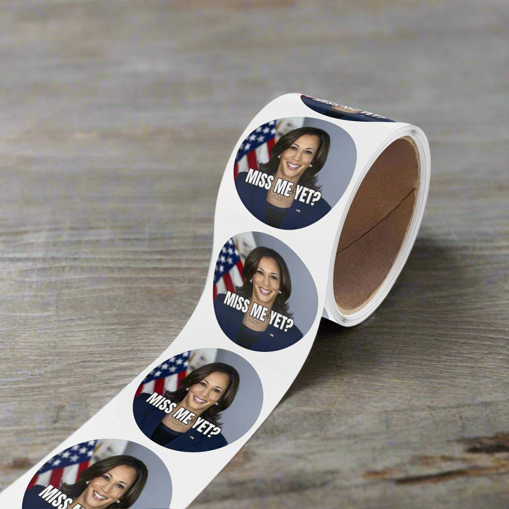 Political Round Sticker Rolls - Kamala 'Miss Me Yet?'
