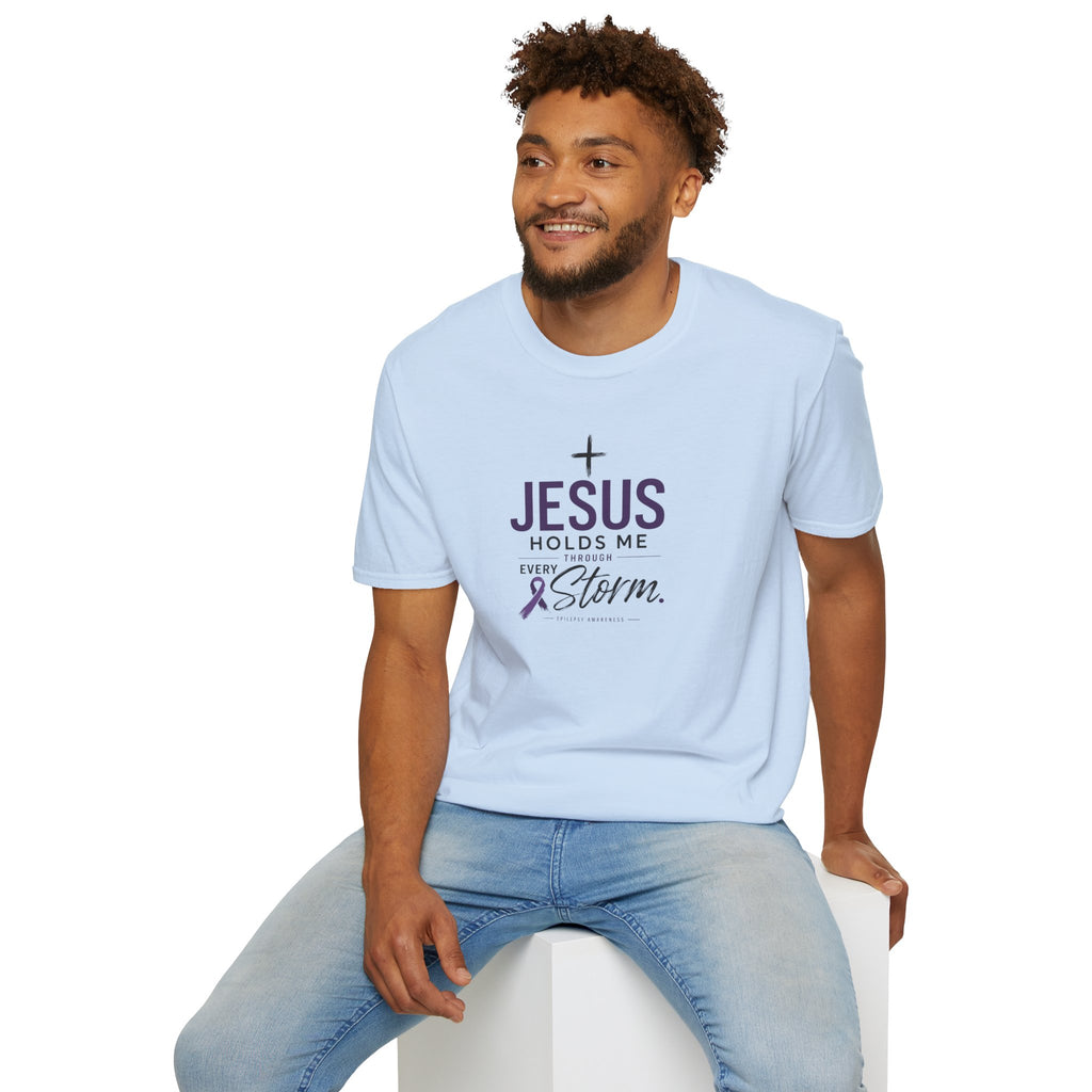Jesus Holds Me Through Every Storm Epilepsy Awareness T-Shirt
