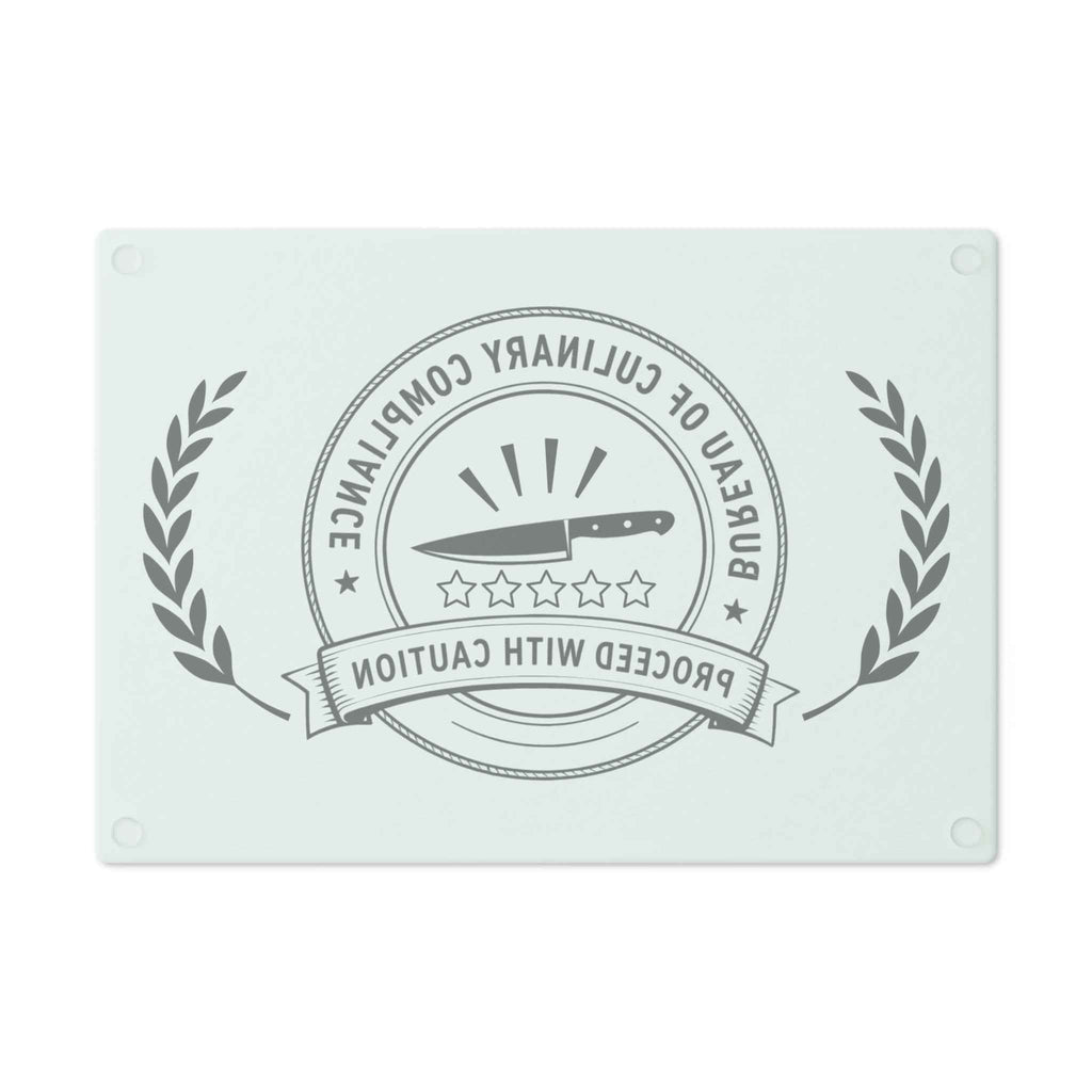 Bureau of Culinary Compliance Cutting Board – “Proceed With Caution” Glass Board