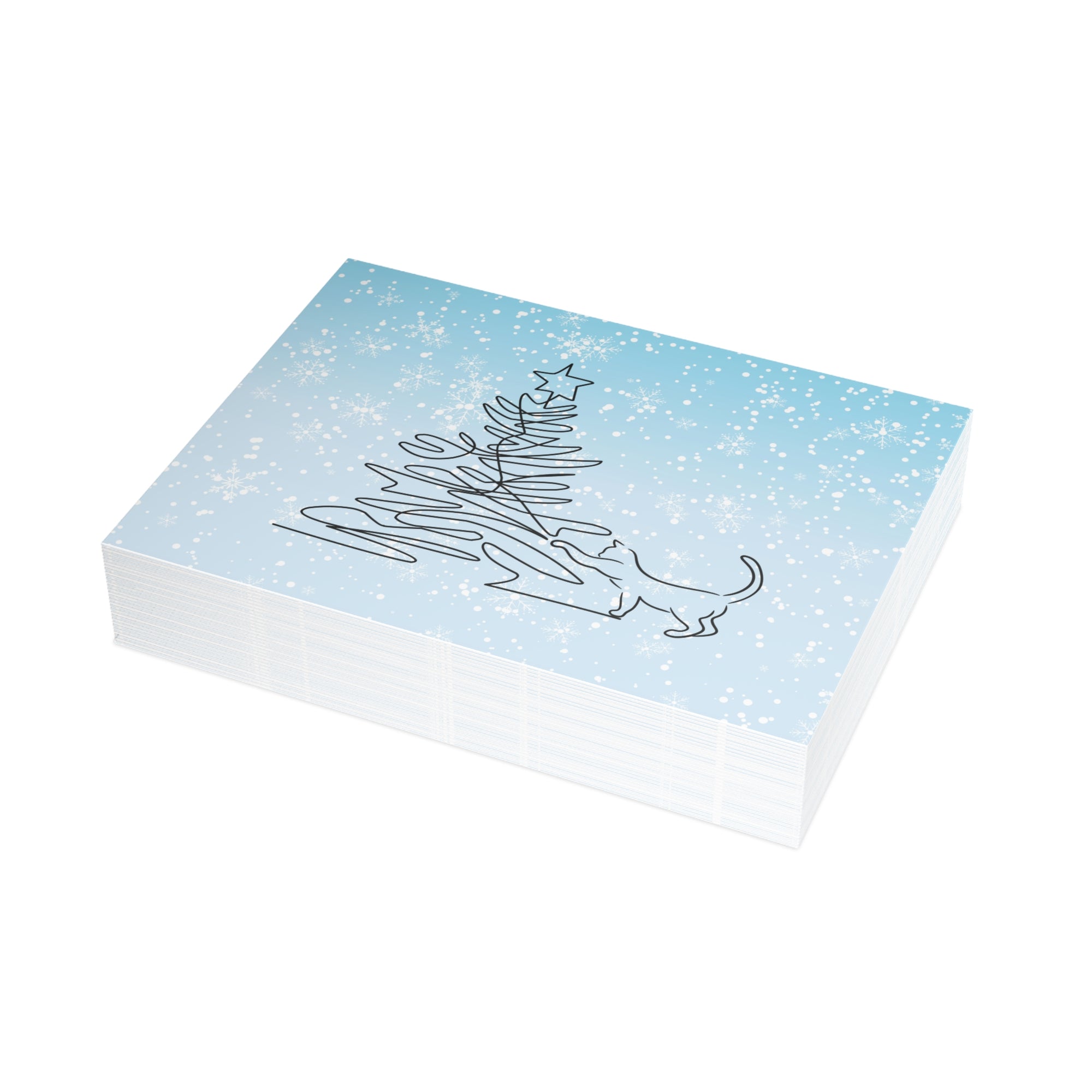 Kitty & Christmas Tree Postcard Bundles (envelopes included)