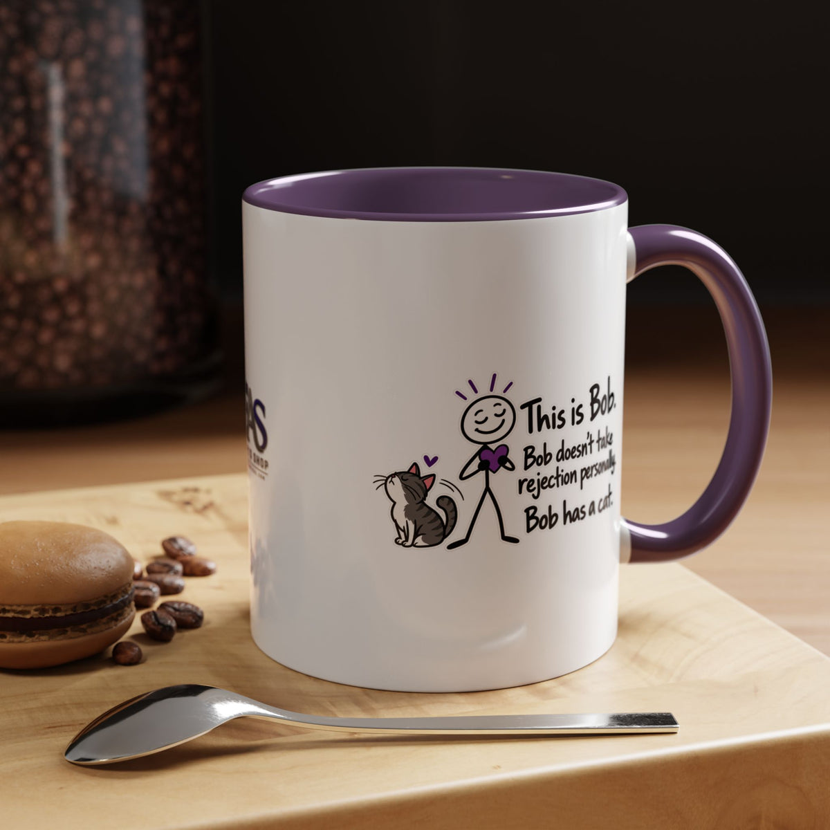 This Is Bob Cat Mug | Funny Cat Lover Coffee Mug | Rejection Humor Gift (11/15oz Accent)