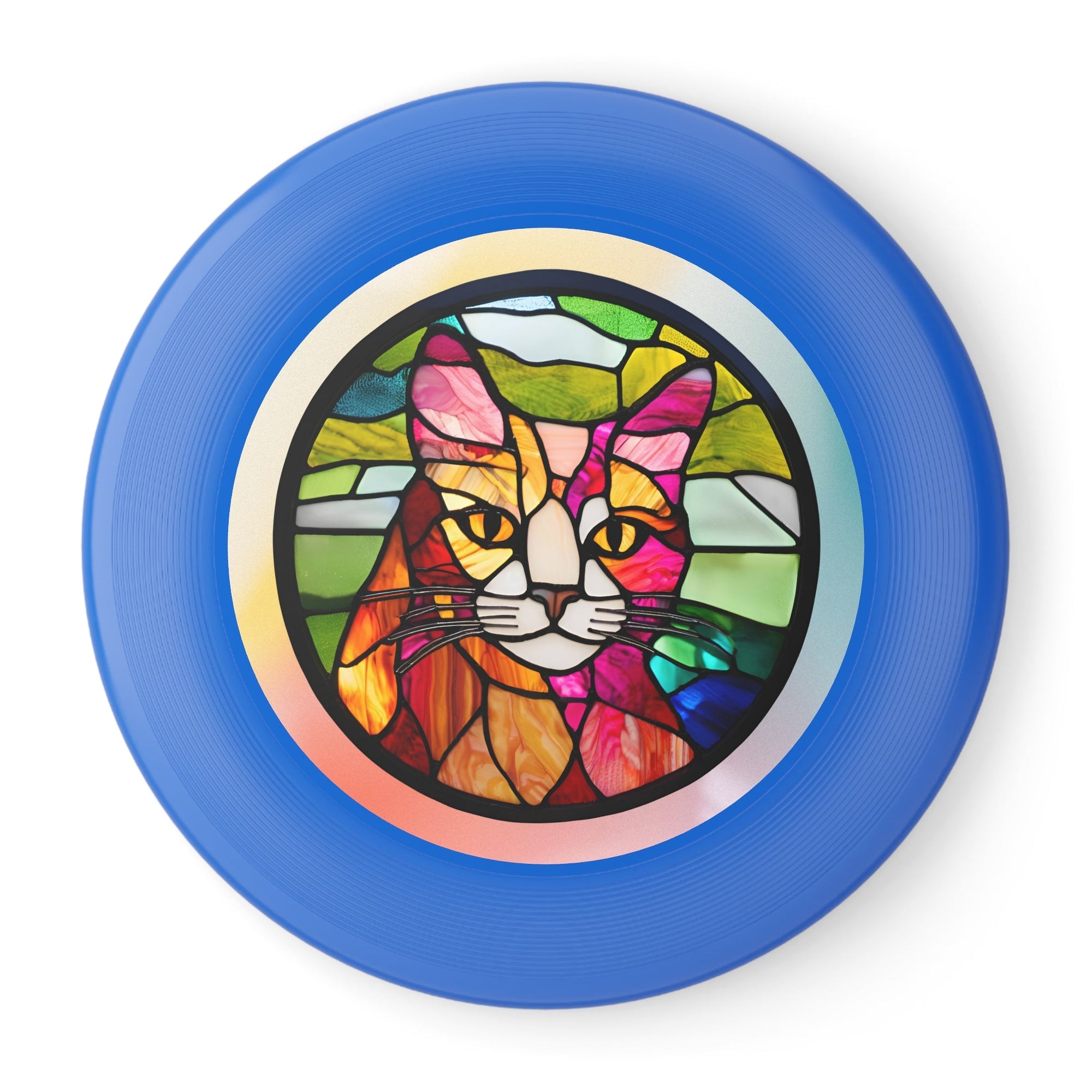 Stained Glass Cat Frisbee - Colorful Outdoor Fun for Cat Lovers Printify
