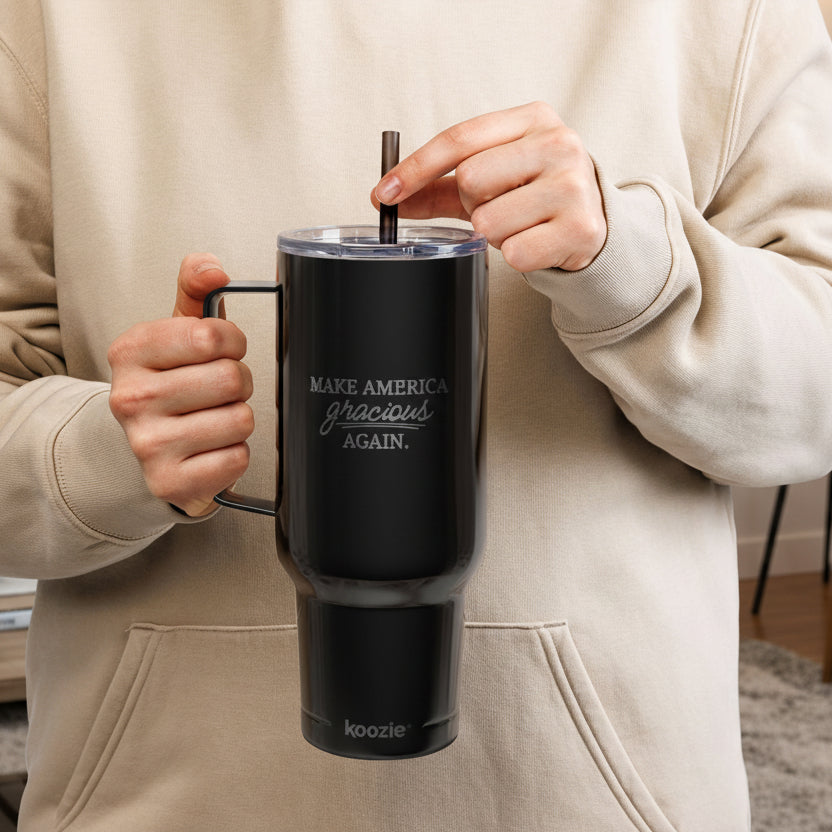 Make America Gracious Again 40oz Insulated Tumbler – Engraved Travel Mug with Handle