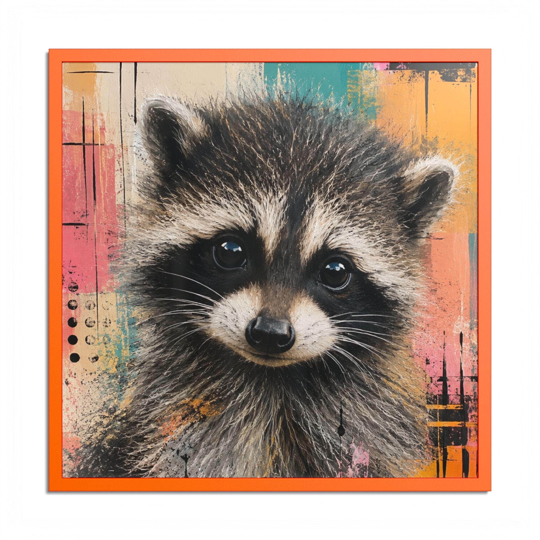 Jimothy Modern Raccoon Framed Wall Art | Colorful Contemporary Animal Portrait