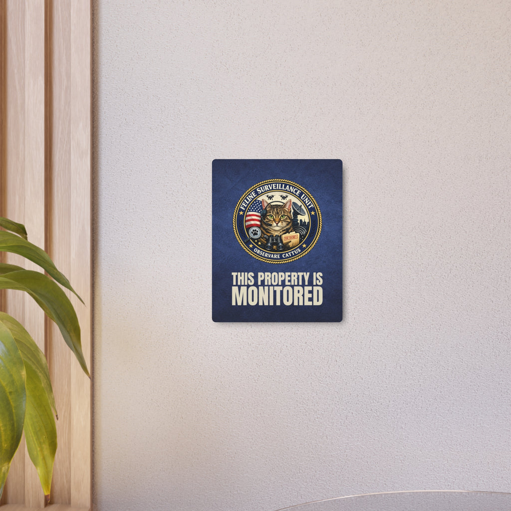 Feline Surveillance Unit Metal Sign | This Property Is Monitored