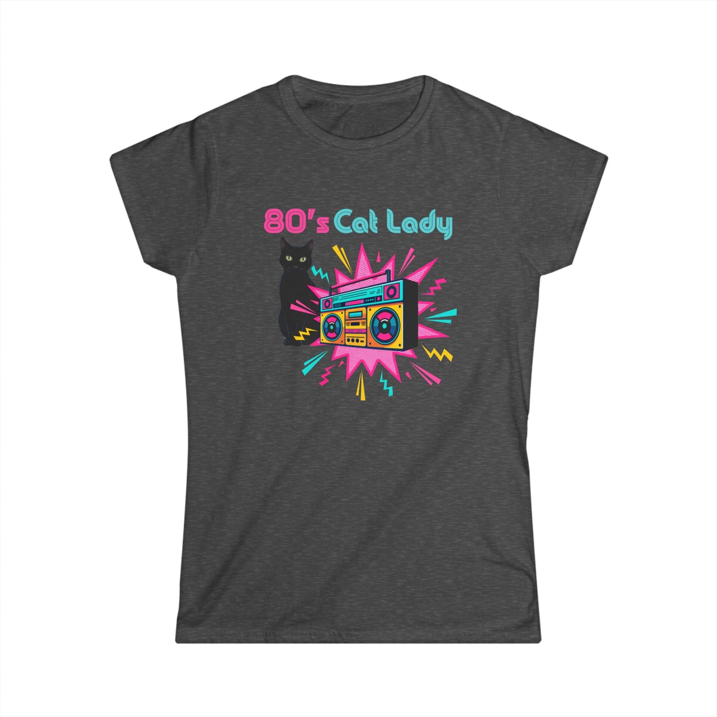 80's Cat Lady Graphic Tee - Fun Retro Style for Cat Lovers
