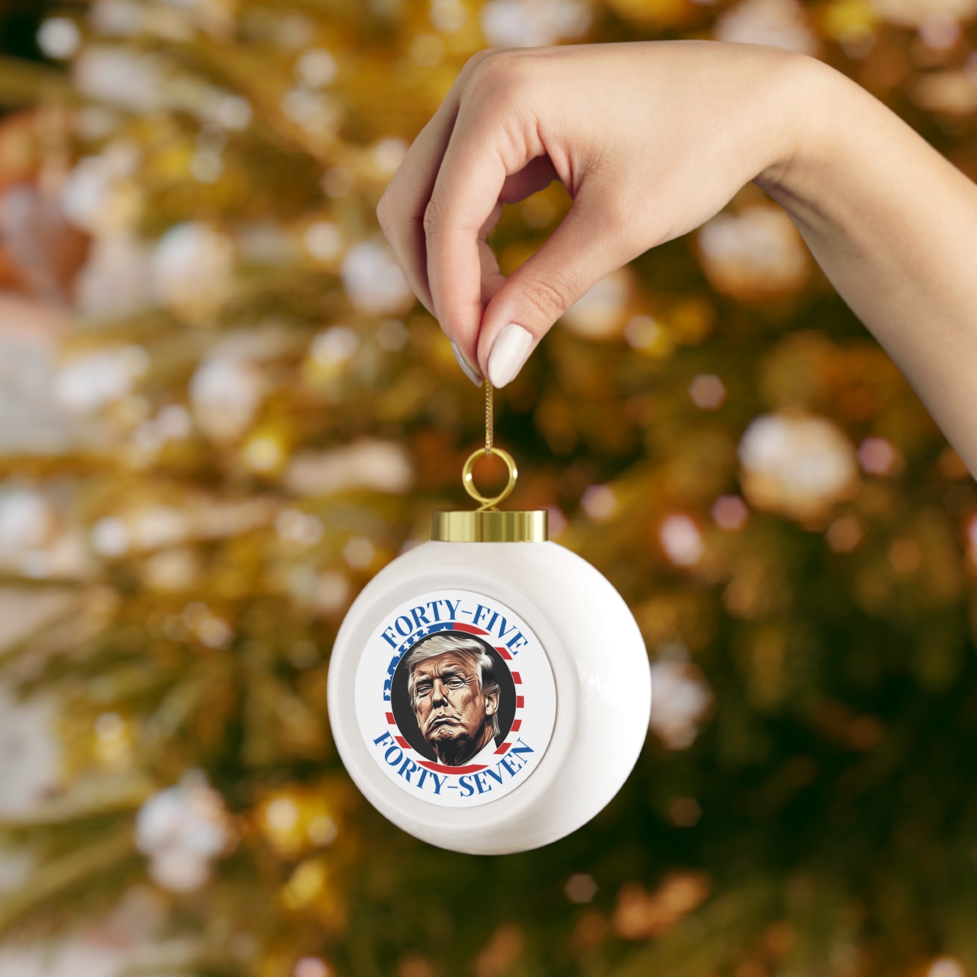 Christmas Ball Ornament with Trump, Political Holiday Decor