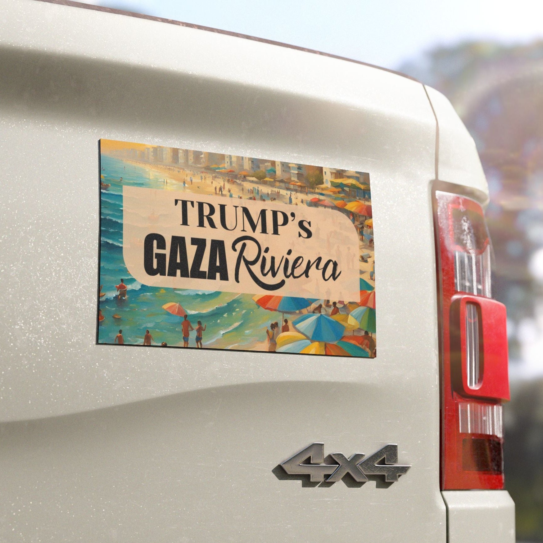Trump's Seaside Gaza Riviera Car Magnet - Fun Travel Decor