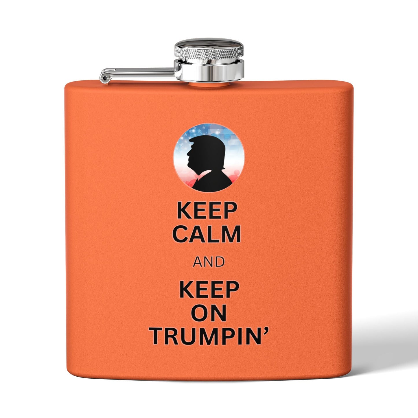 Keep Calm & Keep Trumpin' Flask - 6oz Stainless Steel Flask for Celebrations Printify