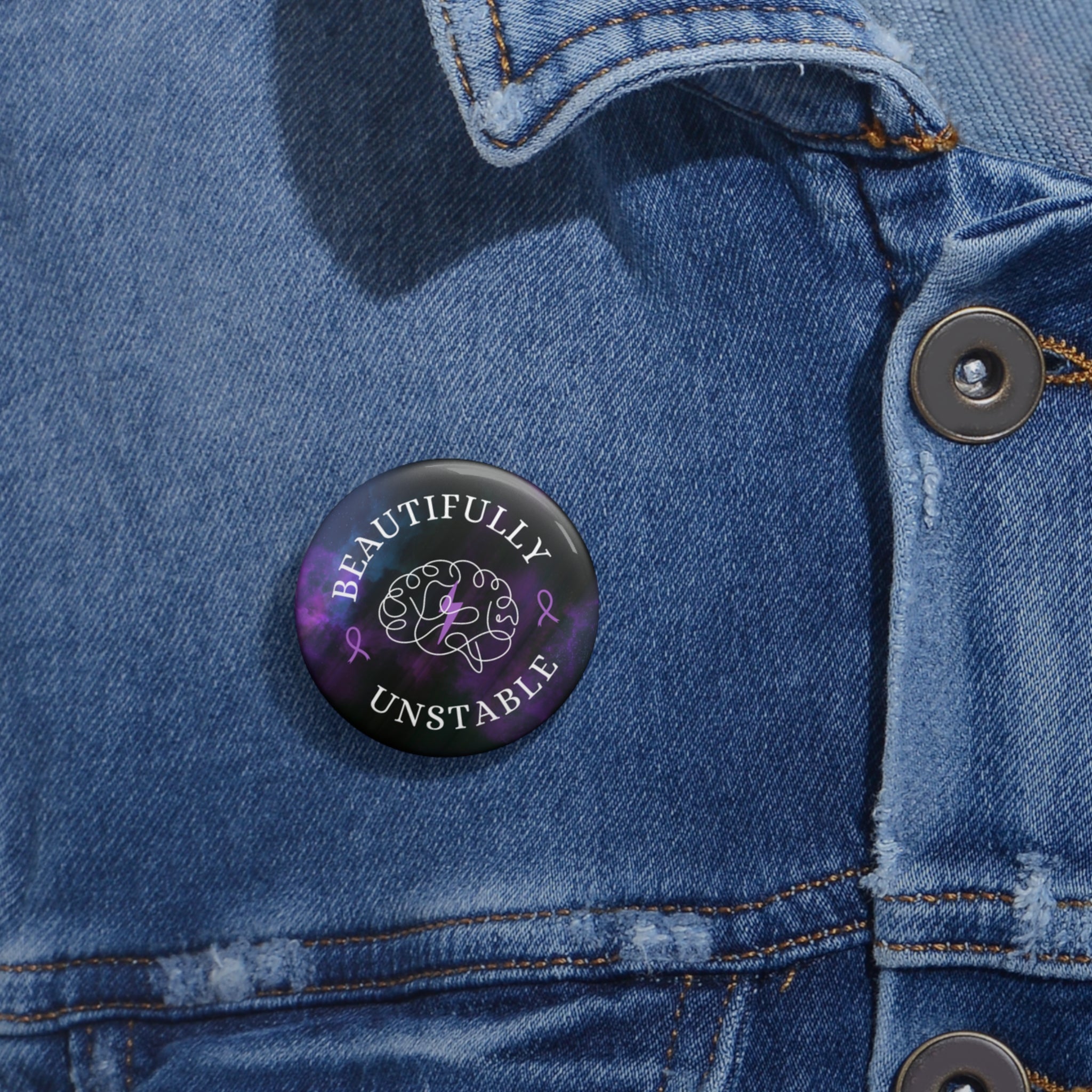 Beautifully Unstable Epilepsy Awareness Galaxy Pinback Button