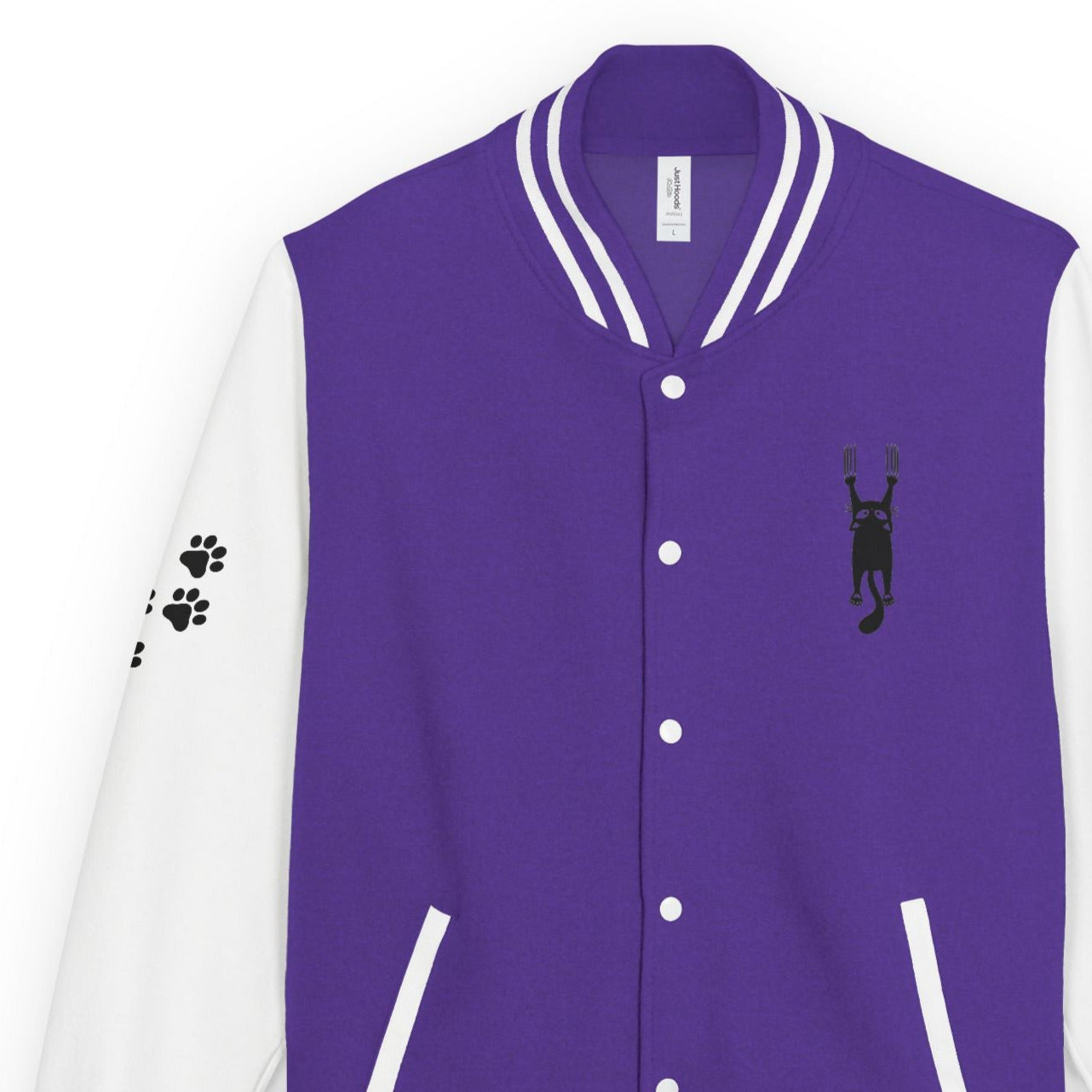 Cat Lady Hanging in There Colorful Letterman Jacket