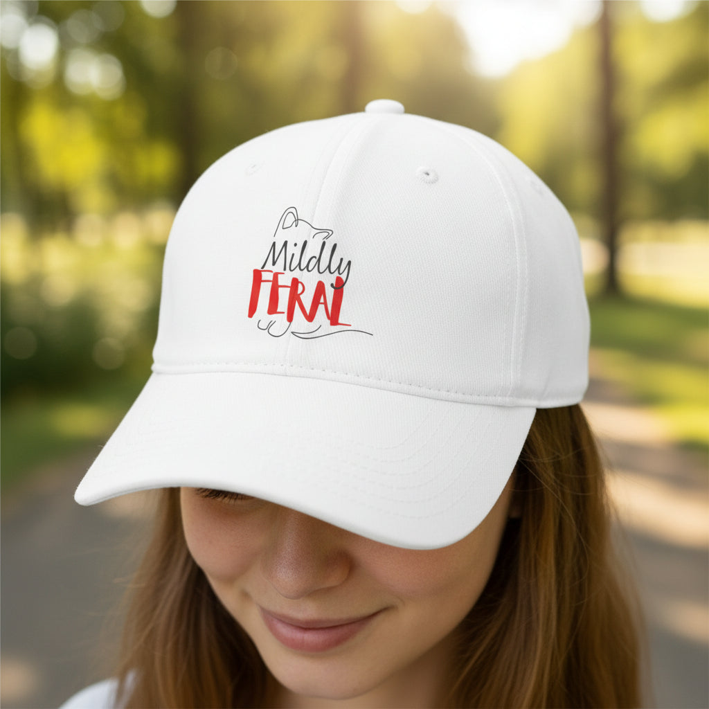 Mildly Feral Dad Hat – Embroidered Cat Cap with Adjustable Fit