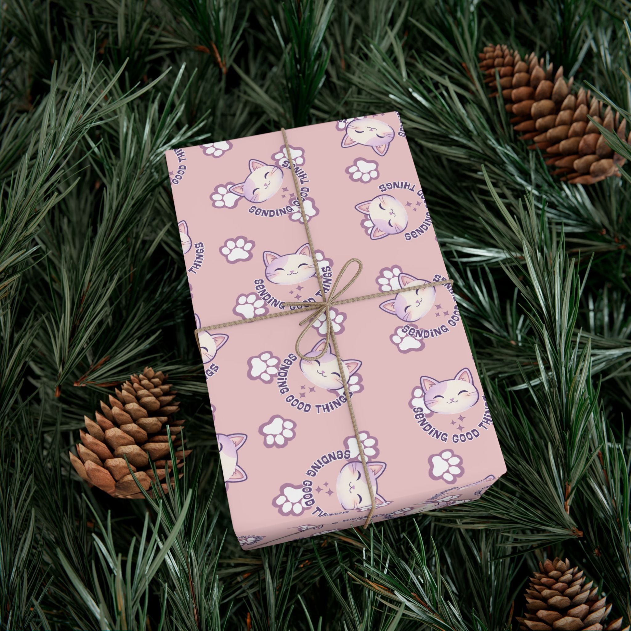 Smiling Cat Pattern Gift Wrap | All-Purpose Wrapping Paper