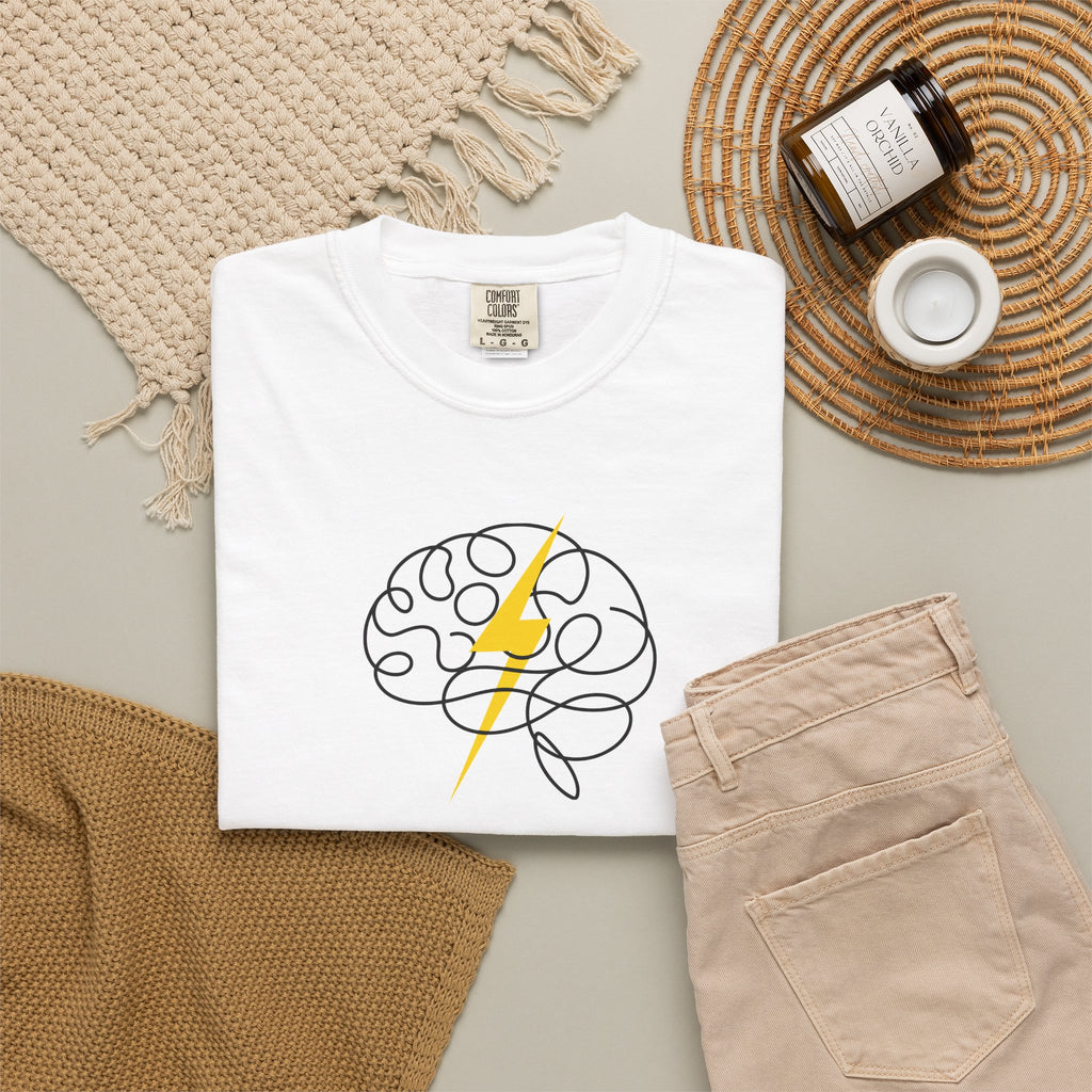 Electric Mind Brain Lightning Garment-Dyed T-Shirt