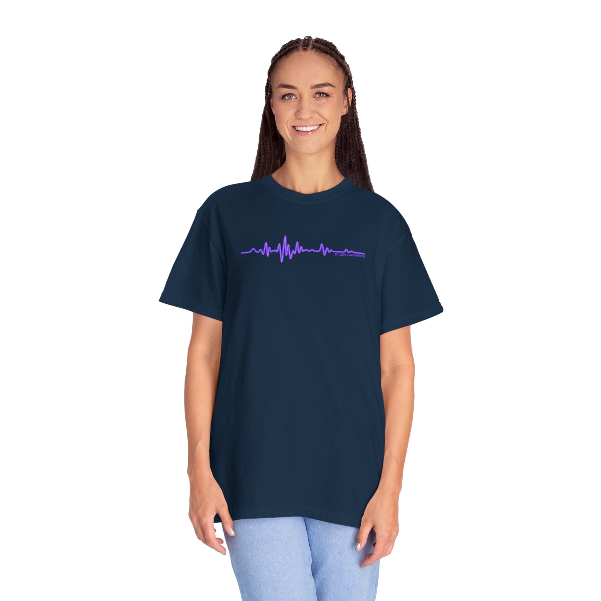 Minimalist Epilepsy Awareness EEG Wave Unisex T-Shirt – Purple Line Design