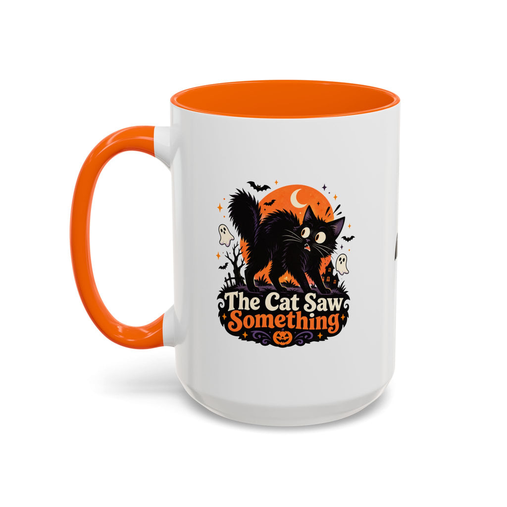 The Cat Saw Something Halloween Black Cat Accent Mug