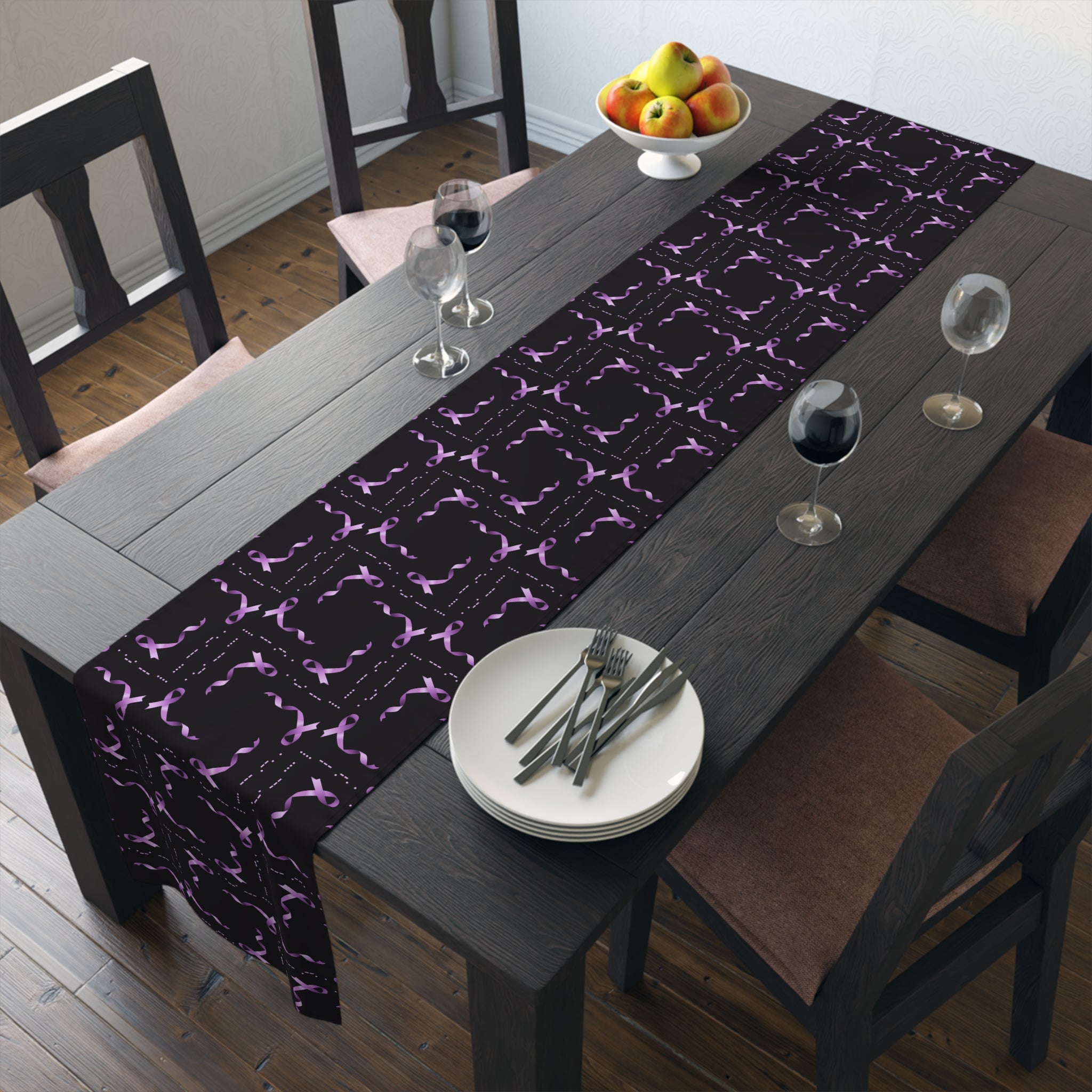 Epilepsy Awareness “HOPE” Morse Code Table Runner – Purple Ribbon Design