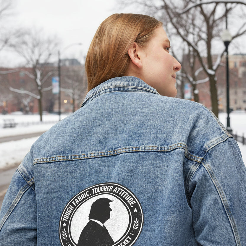 Denim Jacket — 'Tougher Attitude' Retro Patch Women's Jean Jacket