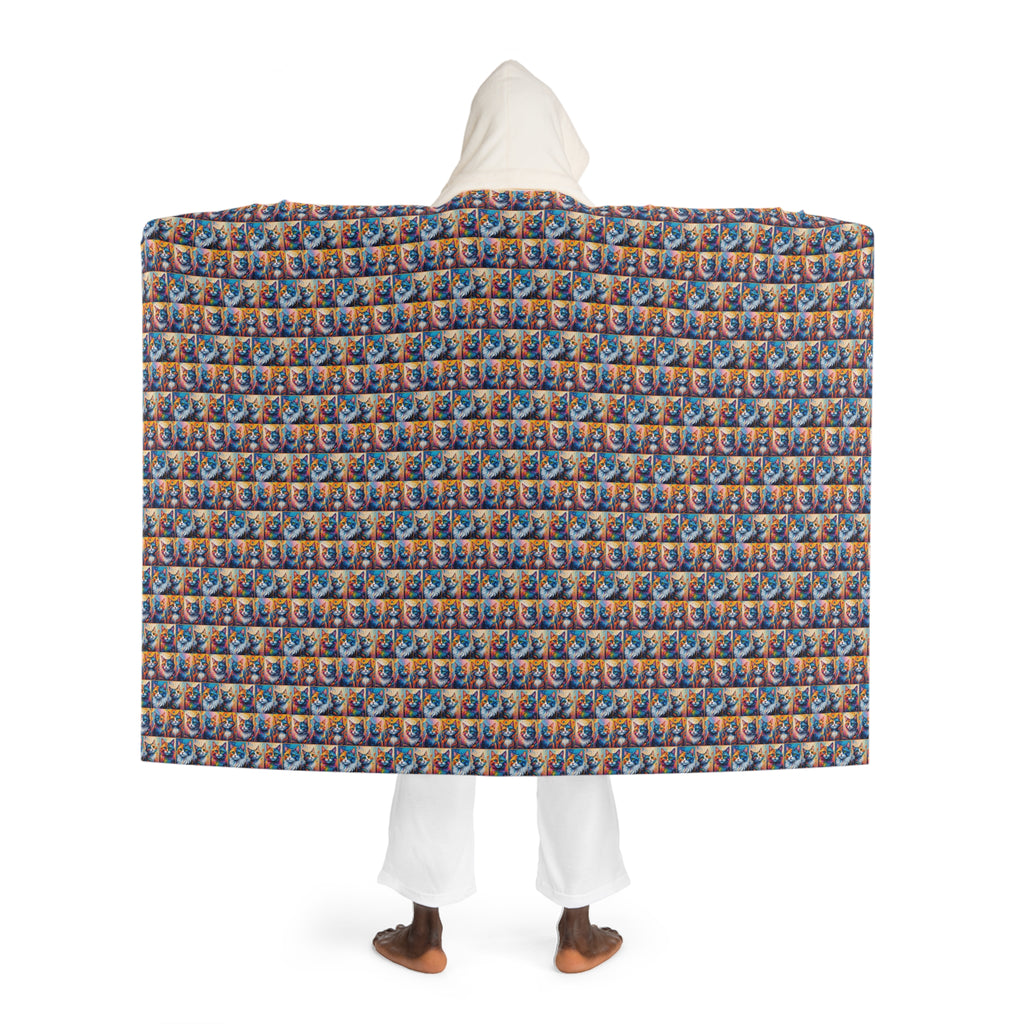 Painted Kitties Cozy Hooded Sherpa Fleece Blanket