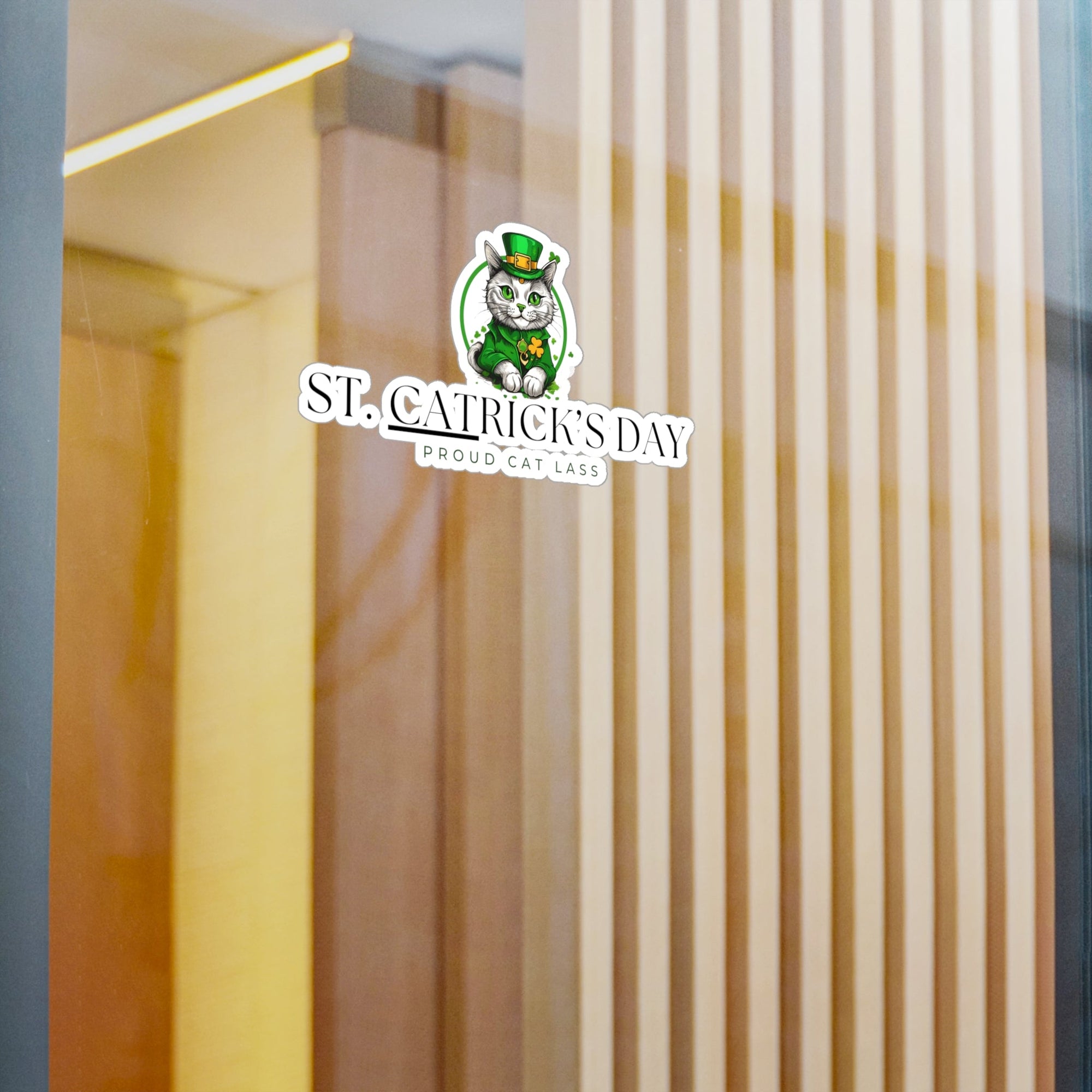 St. Catrick's Day Cat Decal - Proud Cat Lass Vinyl Sticker Printify