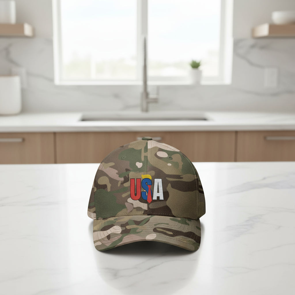 USA Embroidered Cap - Closed-Back Baseball Hat