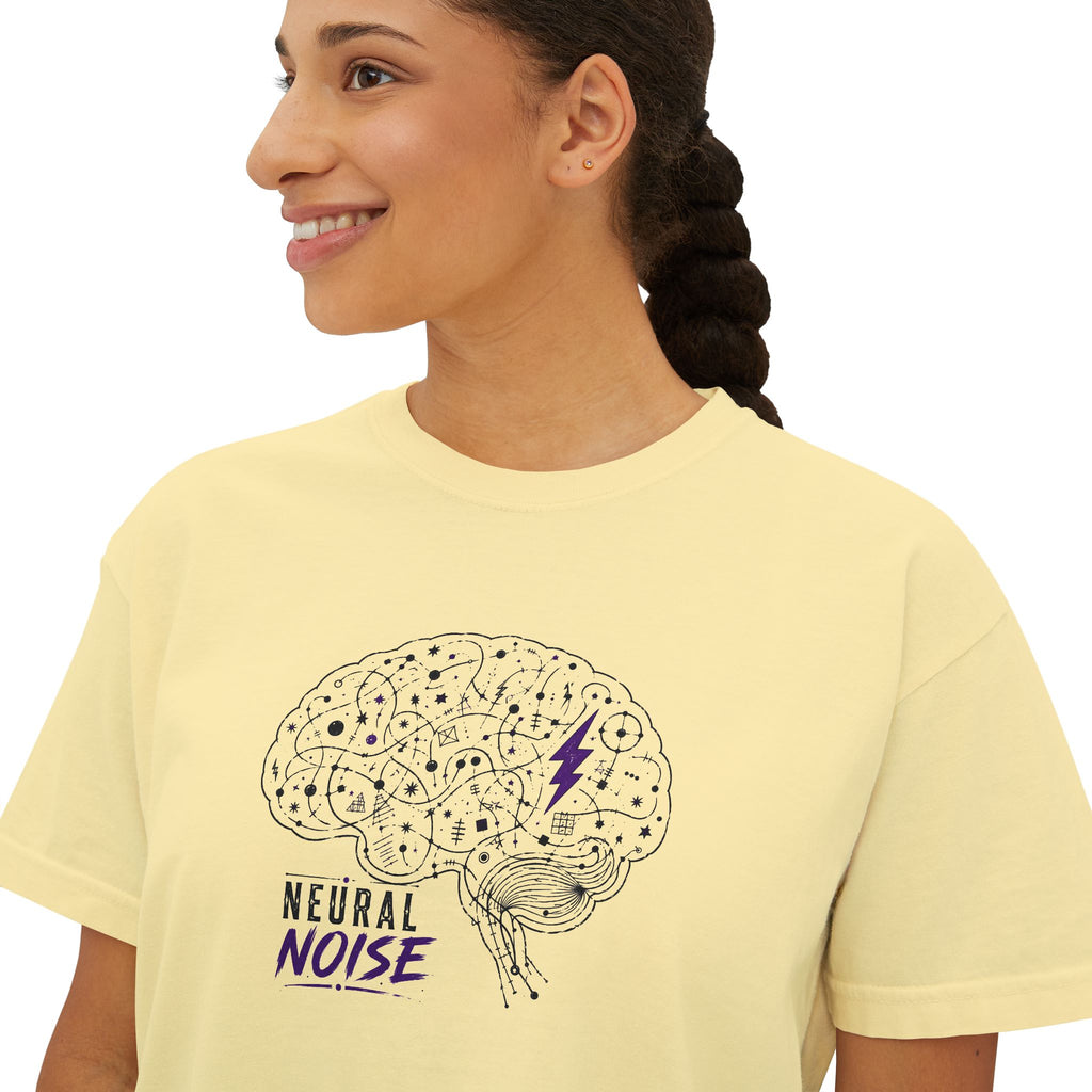 Neural Noise Boxy Crop T-Shirt | Abstract Brain Epilepsy Awareness Graphic Tee