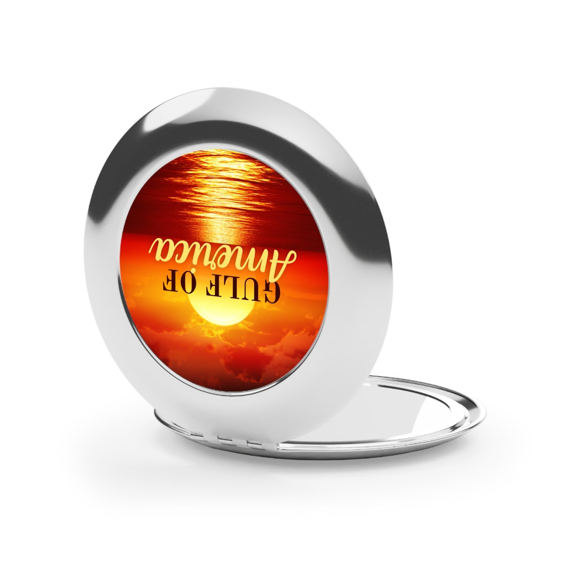 Gulf of America Compact Travel Mirror - Sunset Design for On-the-Go Glam Printify