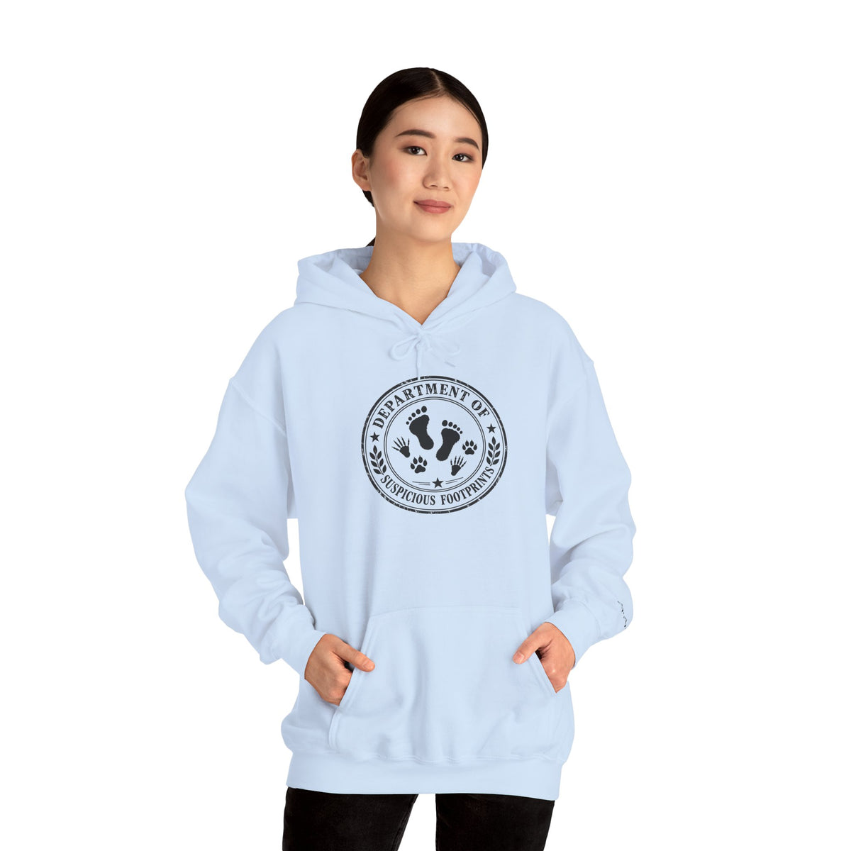 Department of Suspicious Footprints Hoodie | Bigfoot, Raccoon & Cat Cryptid Sweatshirt