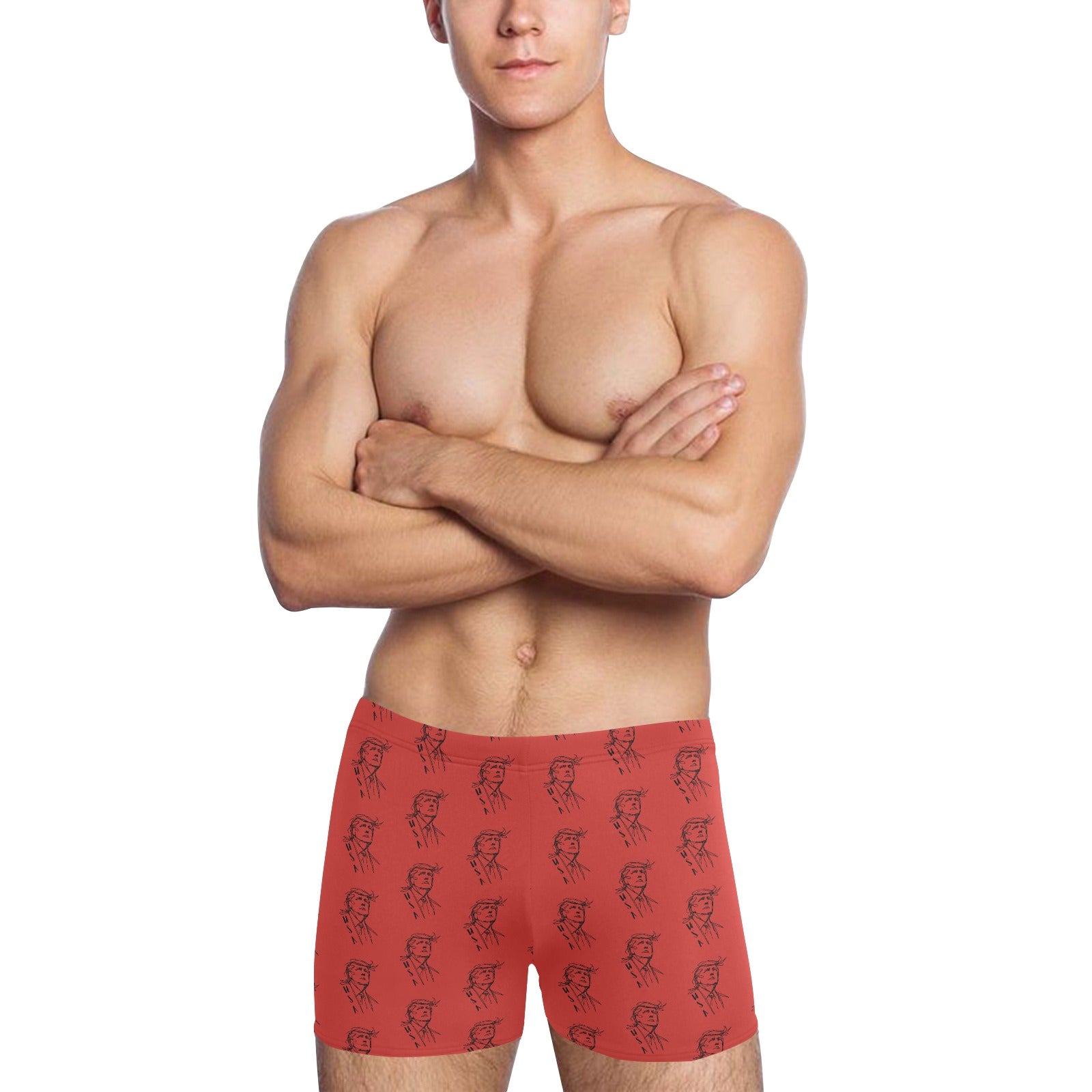 USA Swoop Men’s Swim Trunks – Red Statement Swim Shorts