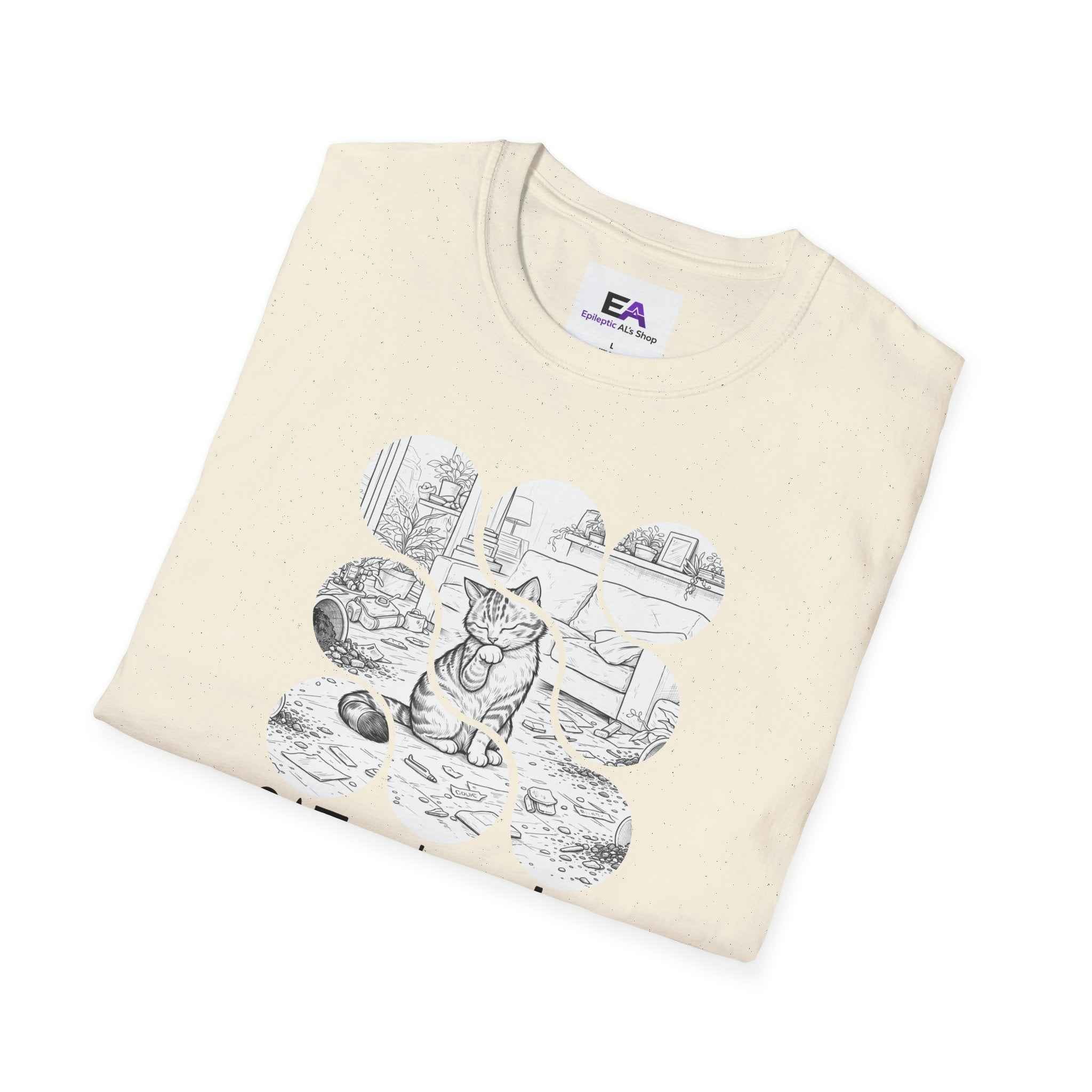 CATastrophe Cat Paw Unisex T-Shirt – Funny Cat Chaos Graphic Tee