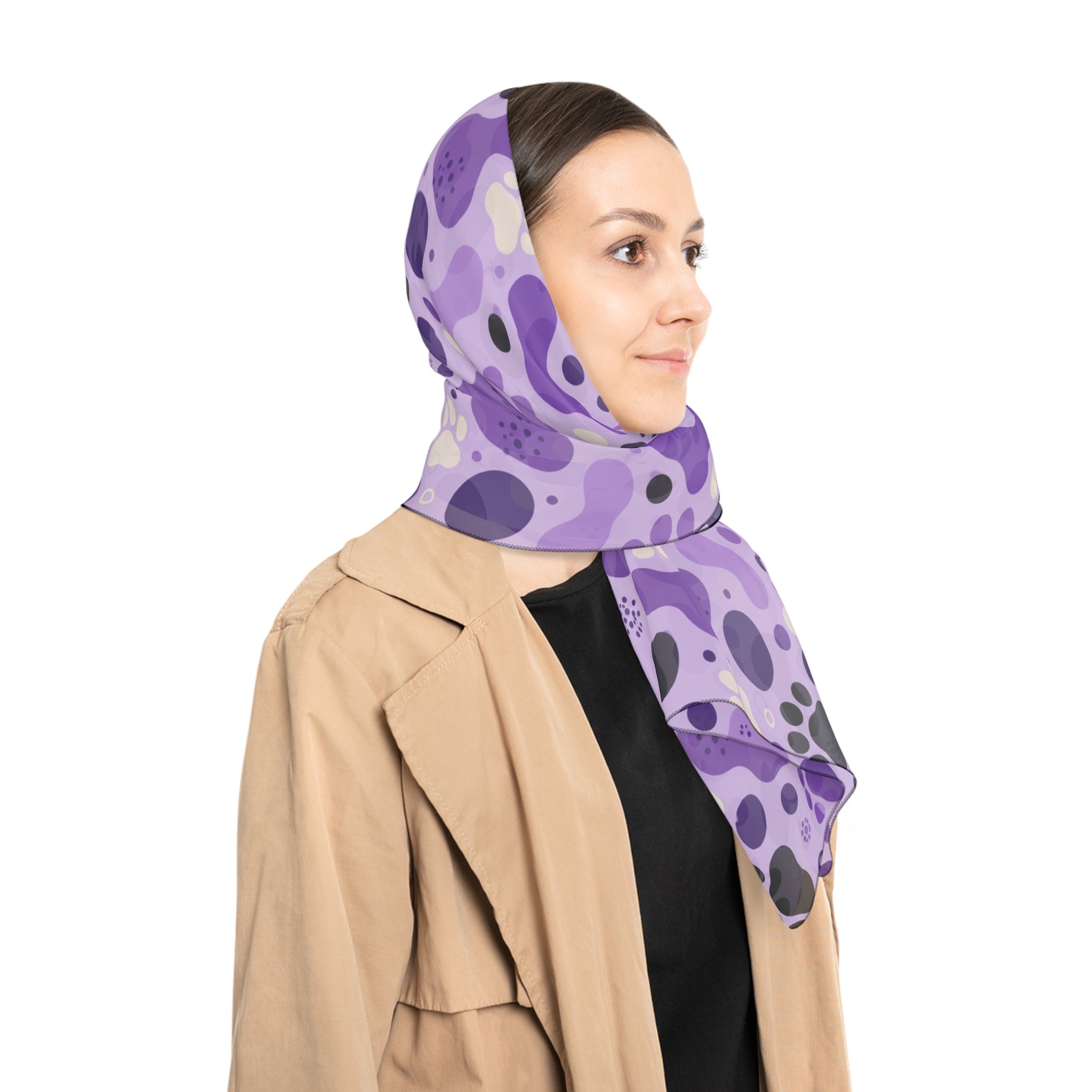 Purple Paw Print Scarf | Cat & Dog Lover Square Scarf